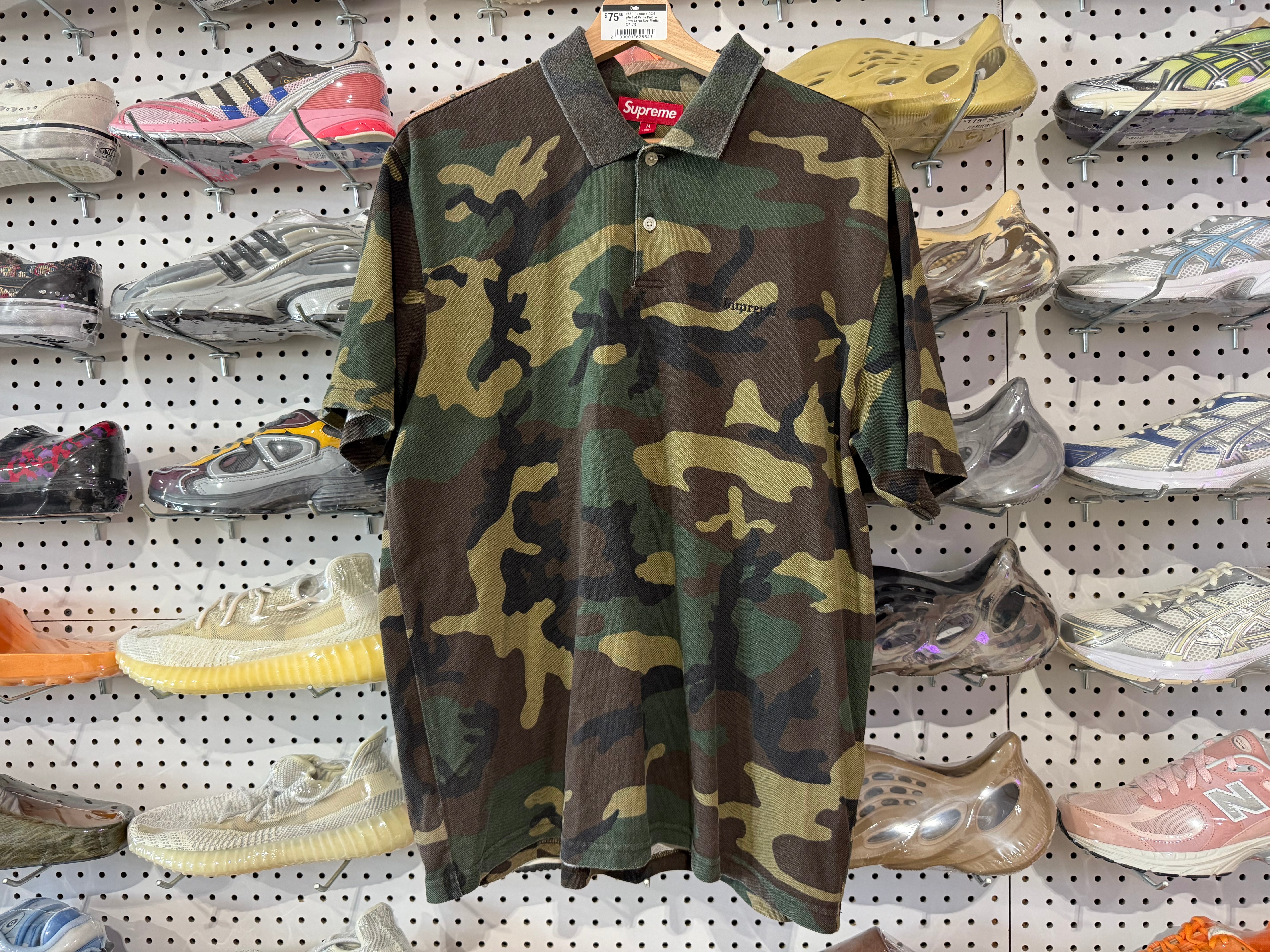 USED Supreme SS25 Washed Camo Polo - Army Camo Size Medium