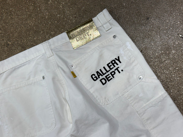 NEW Gallery Department Distressed Flared Painter Pants - White Size 33