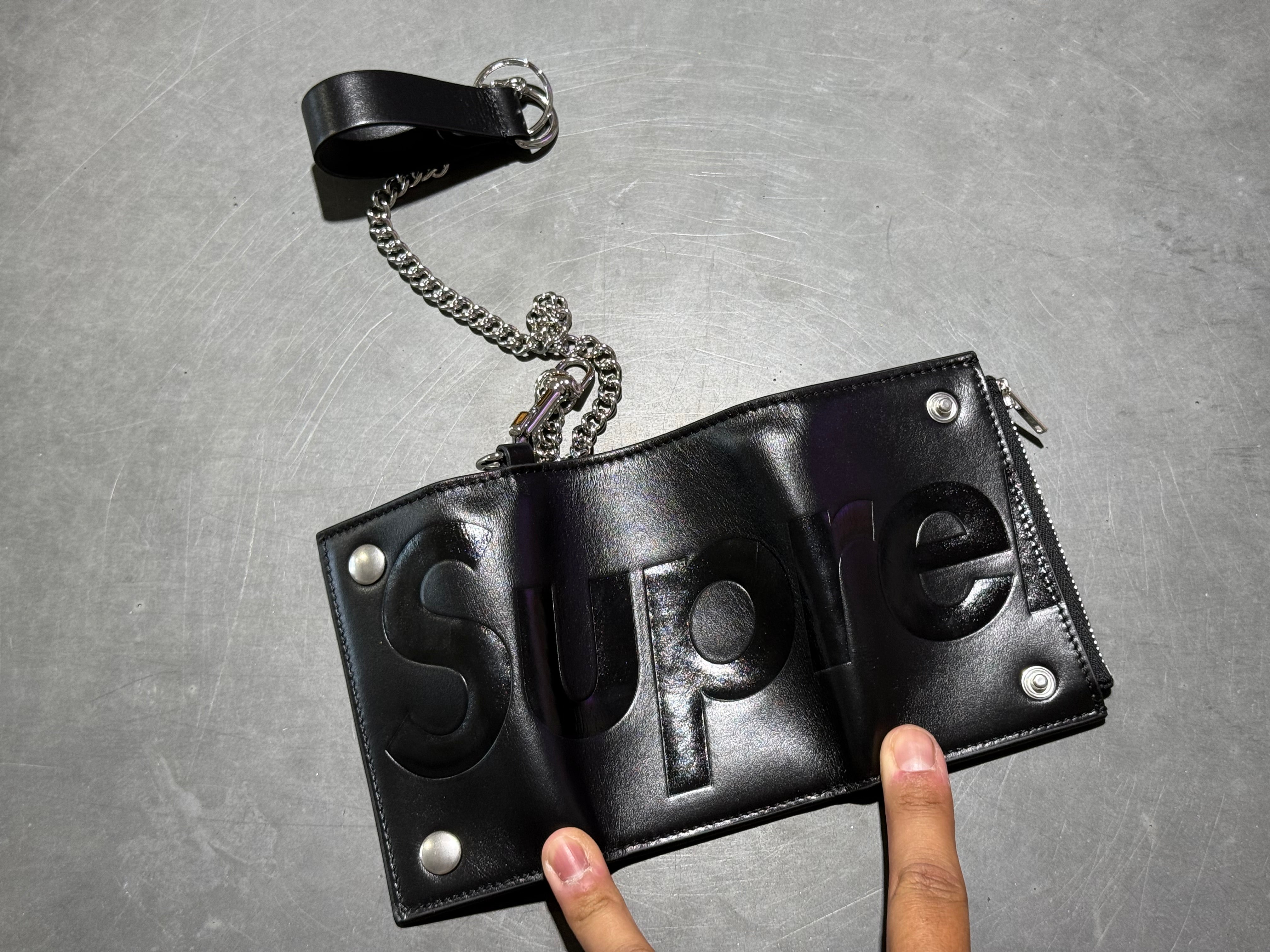 NEW Supreme Leather Chain Wallet - Black