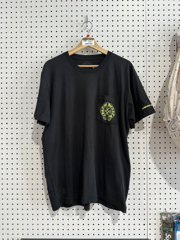 NEW Chrome Hearts Horseshoe Pocket Tee - Black/Neon Size Large