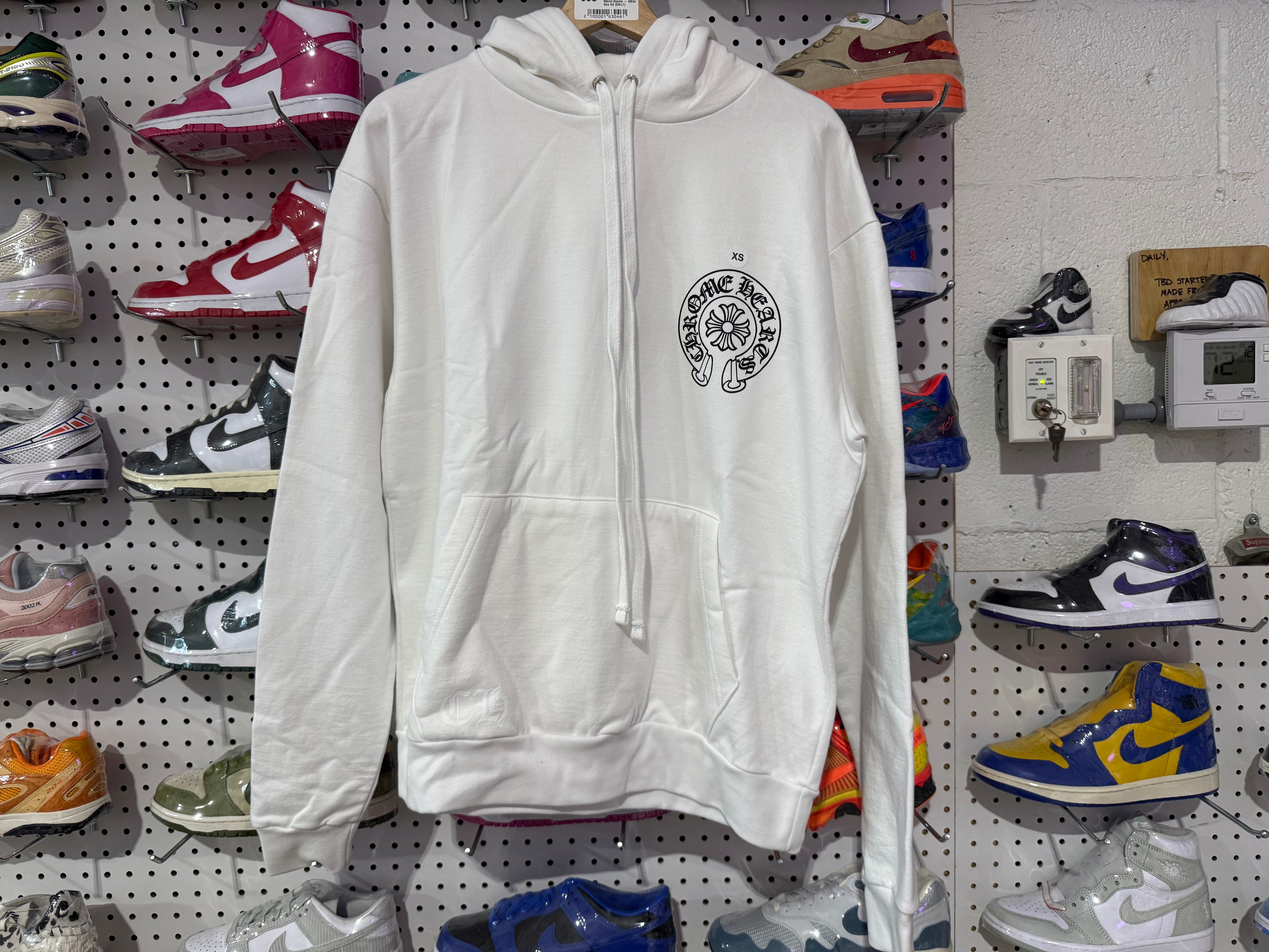 NEW Chrome Hearts Horseshoe Pullover Miami Hoodie - White Size XS