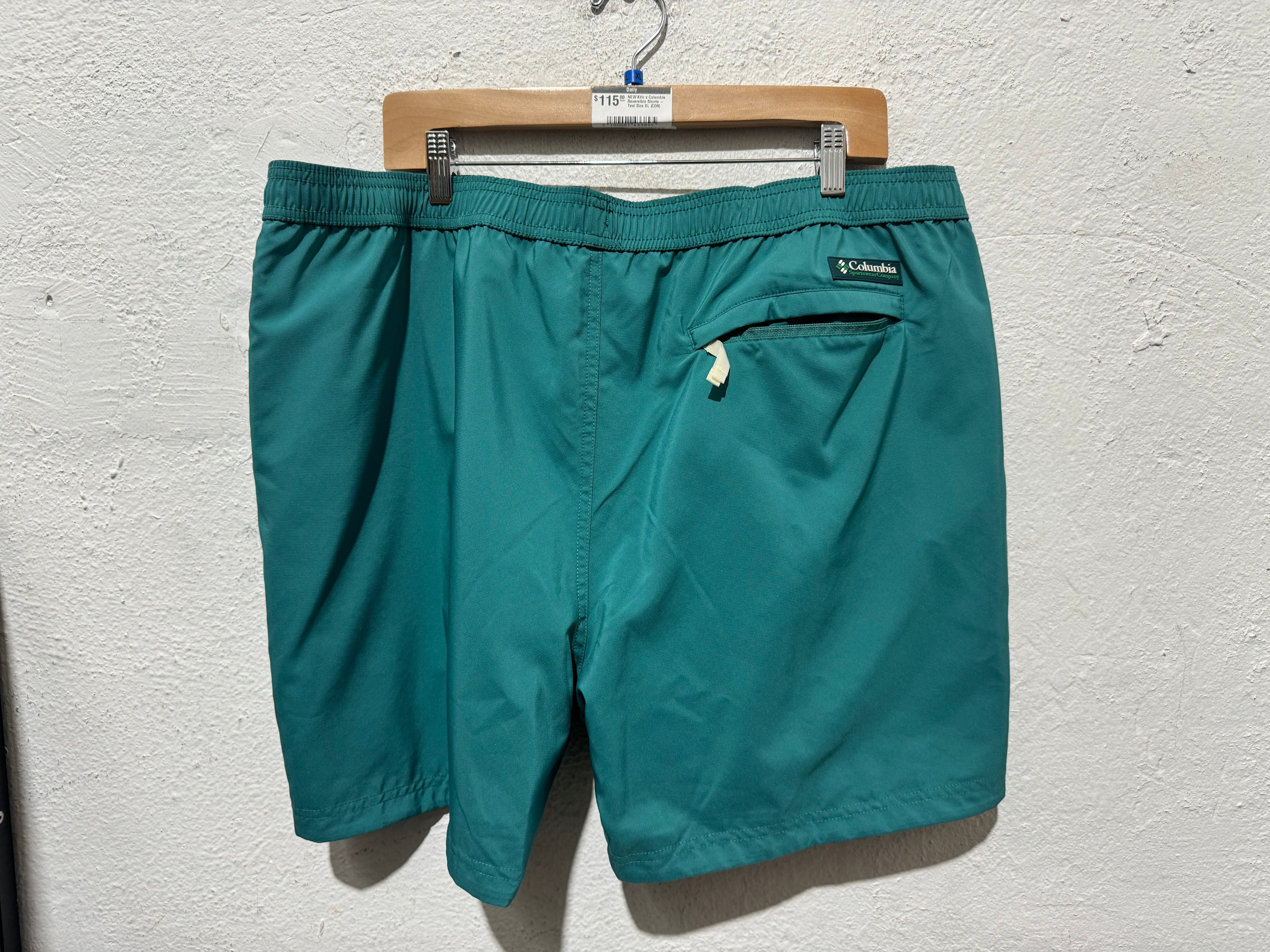 NEW Kith x Columbia Reversible Shorts - Teal Size XL