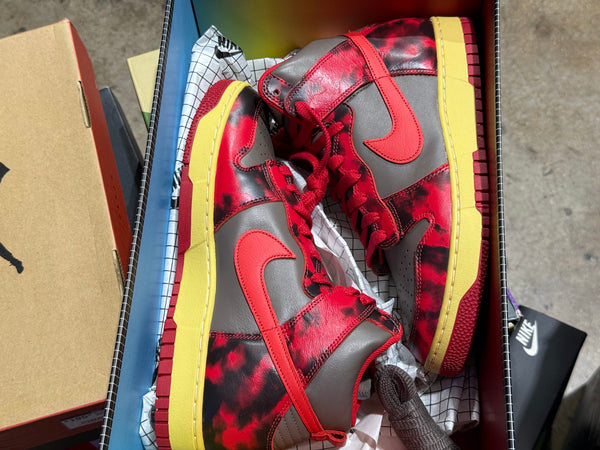 Nike Dunk High 1985 - Red Acid Wash Size 10.5