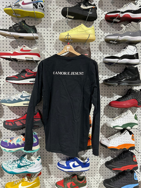 USED Stray Rats Jesus Christ L/S Tee - Black Size Large