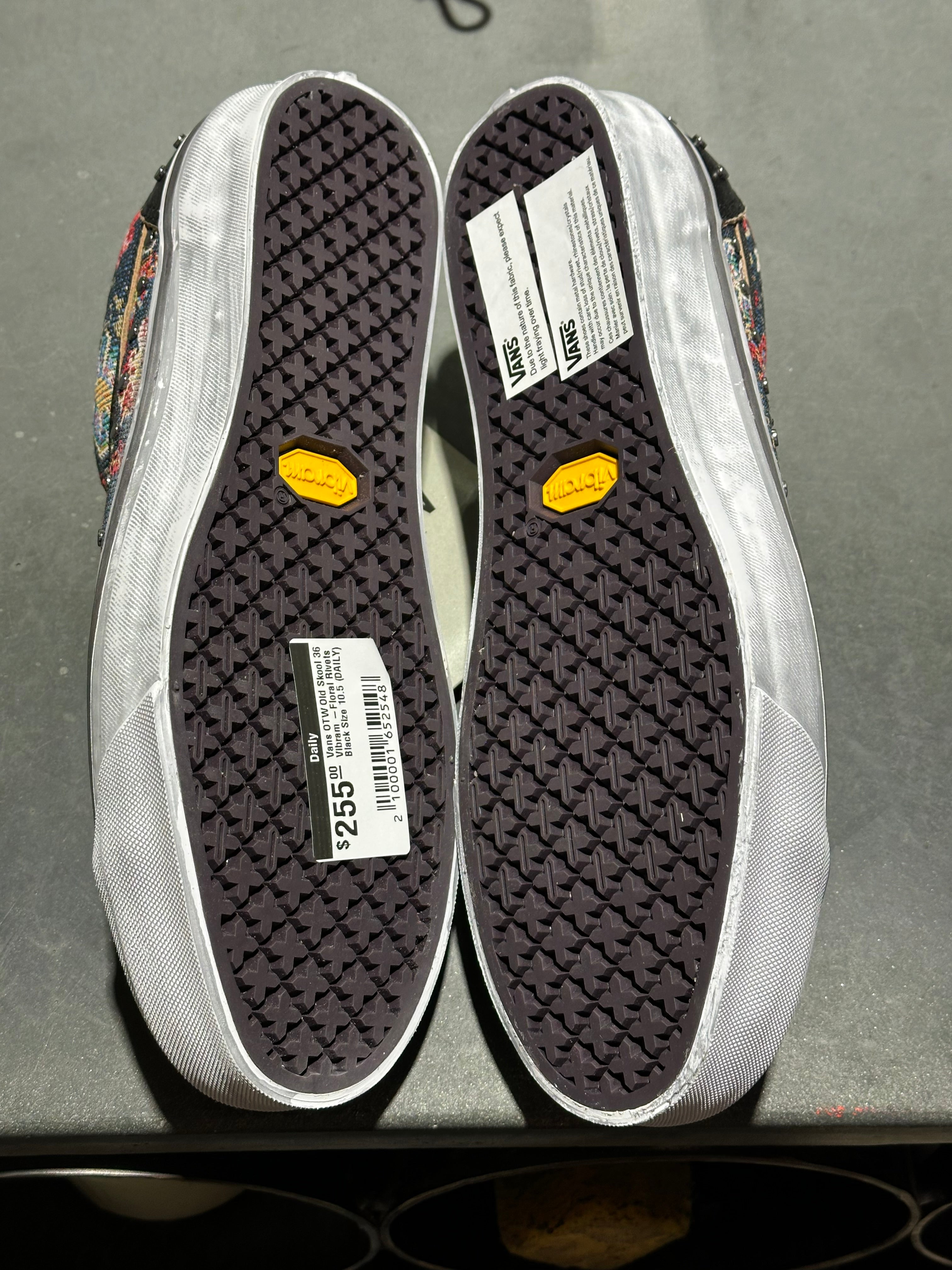 Vans OTW Old Skool 36 Vibram -Floral Rivets Black Size 10.5