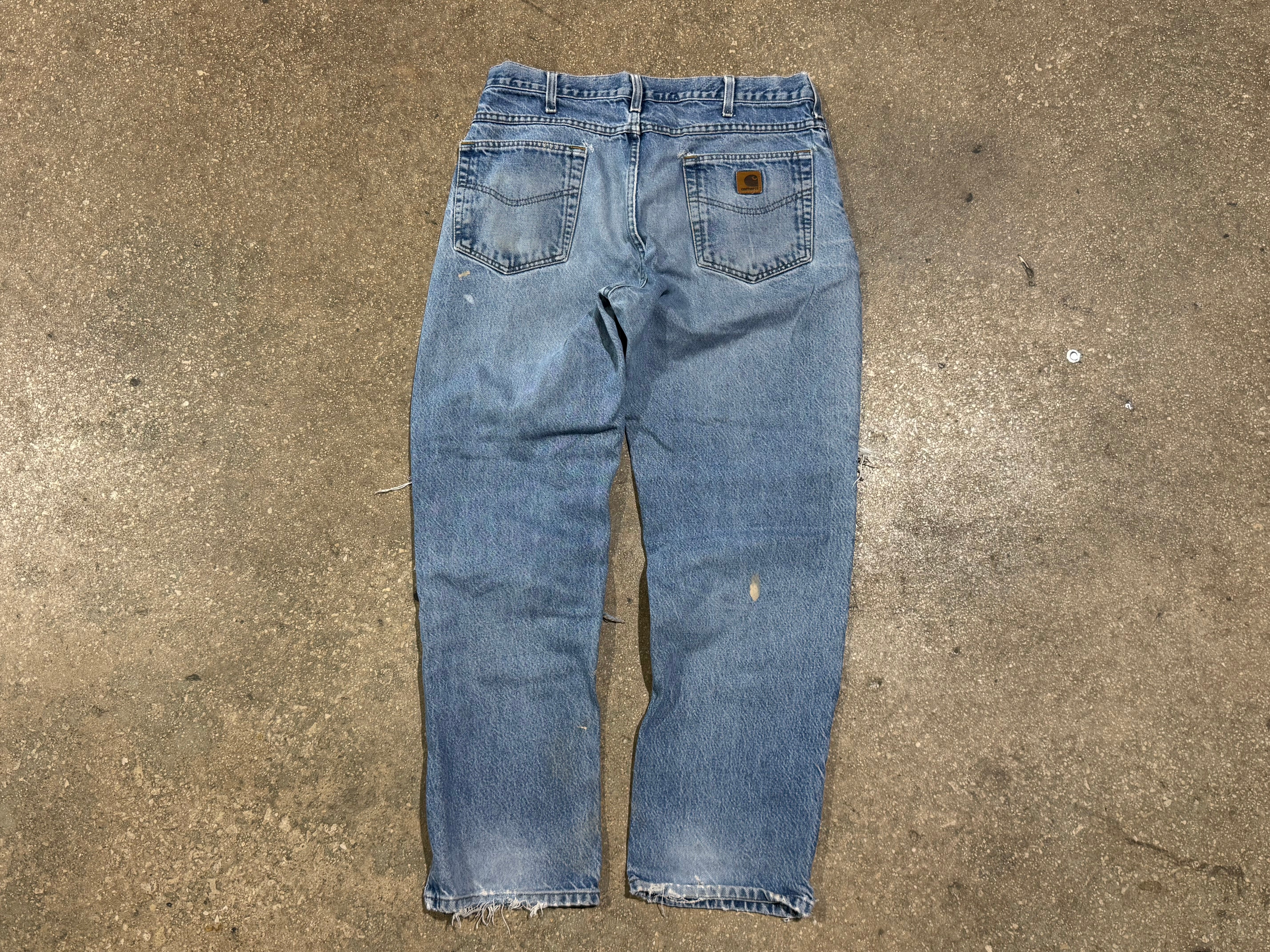USED Distressed Carhartt Denim Jeans - Light Wash Size 34x30