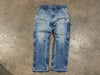 USED Carhartt Distressed Double Knee Denim Pants - Light Wash Size 36x33