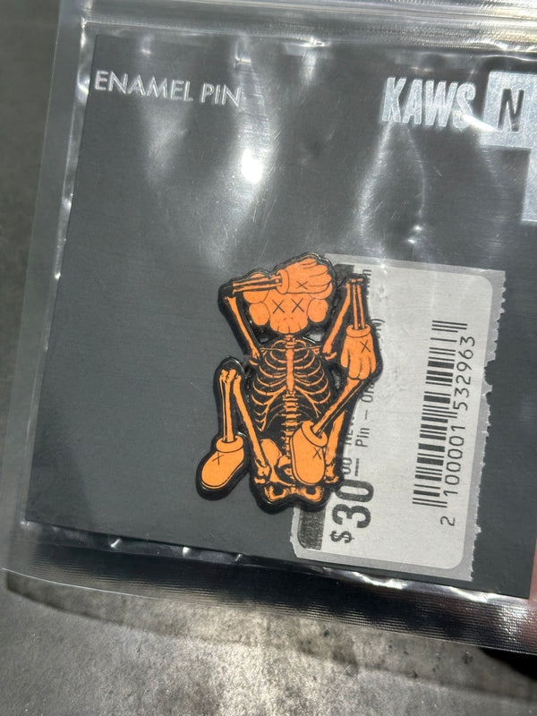 NEW KAWS x NGV SKeleton Pin - Orange (CON)