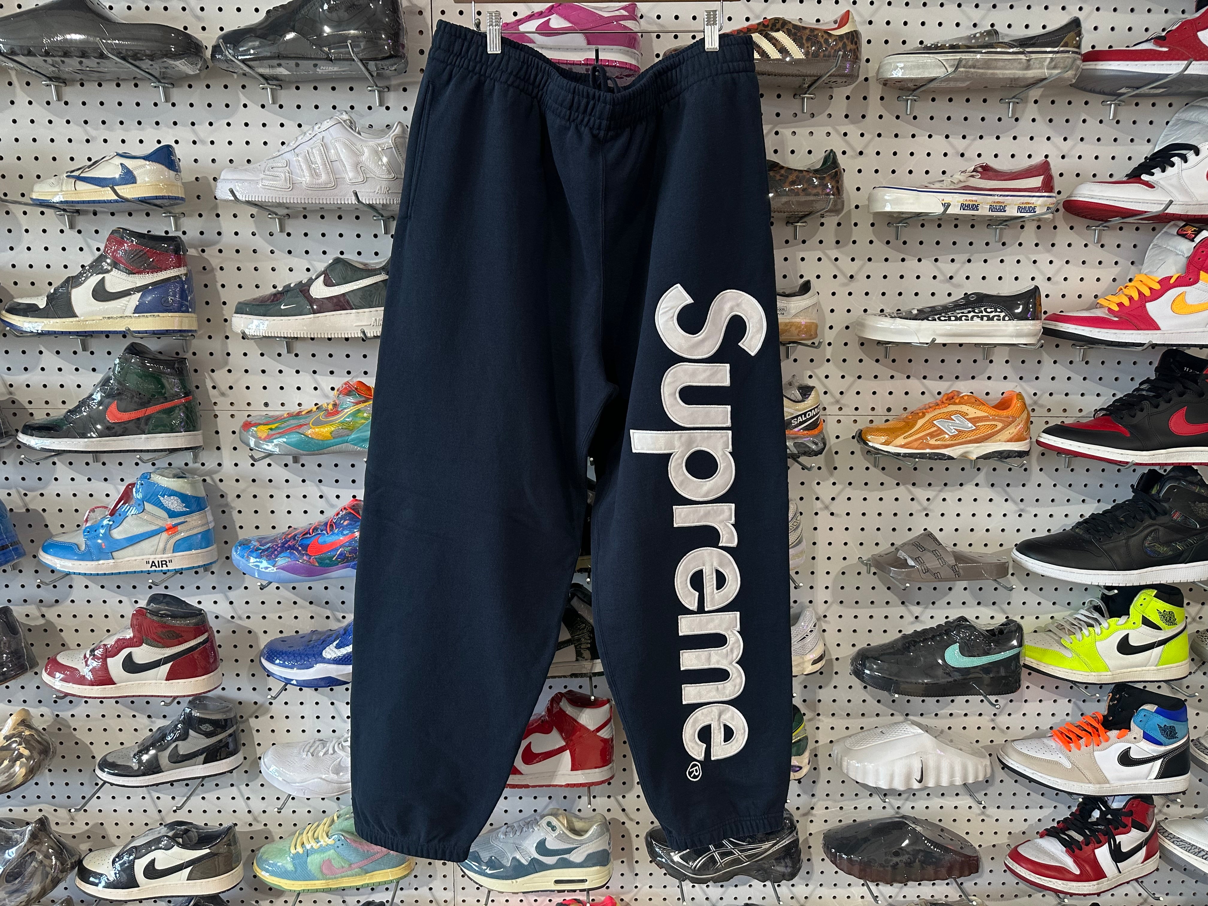 NEW Supreme Satin Logo Sweatpants - Navy Size XXL