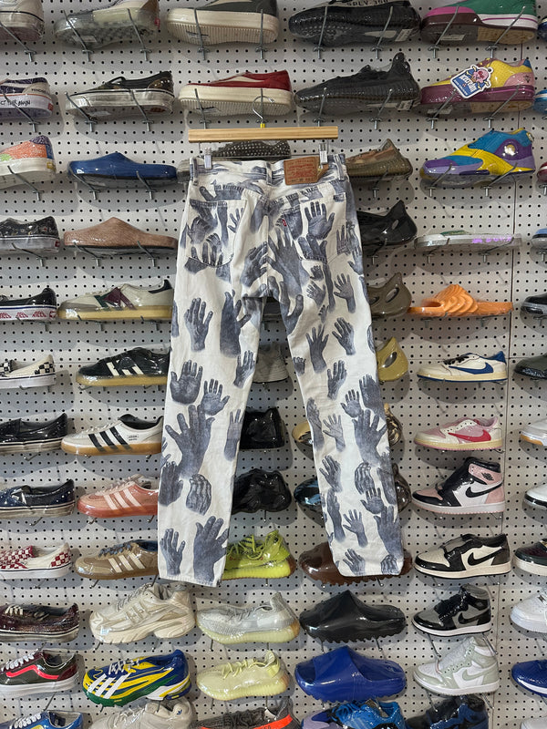 USED Denim Tears x Levi's 501 Hands Jeans - White Size 30x32