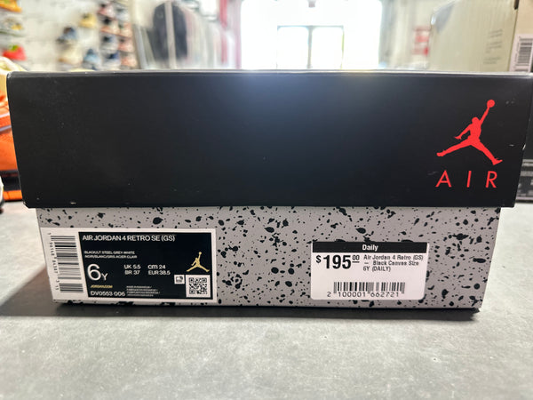 Air Jordan 4 Retro (GS) -  Black Canvas Size 6Y