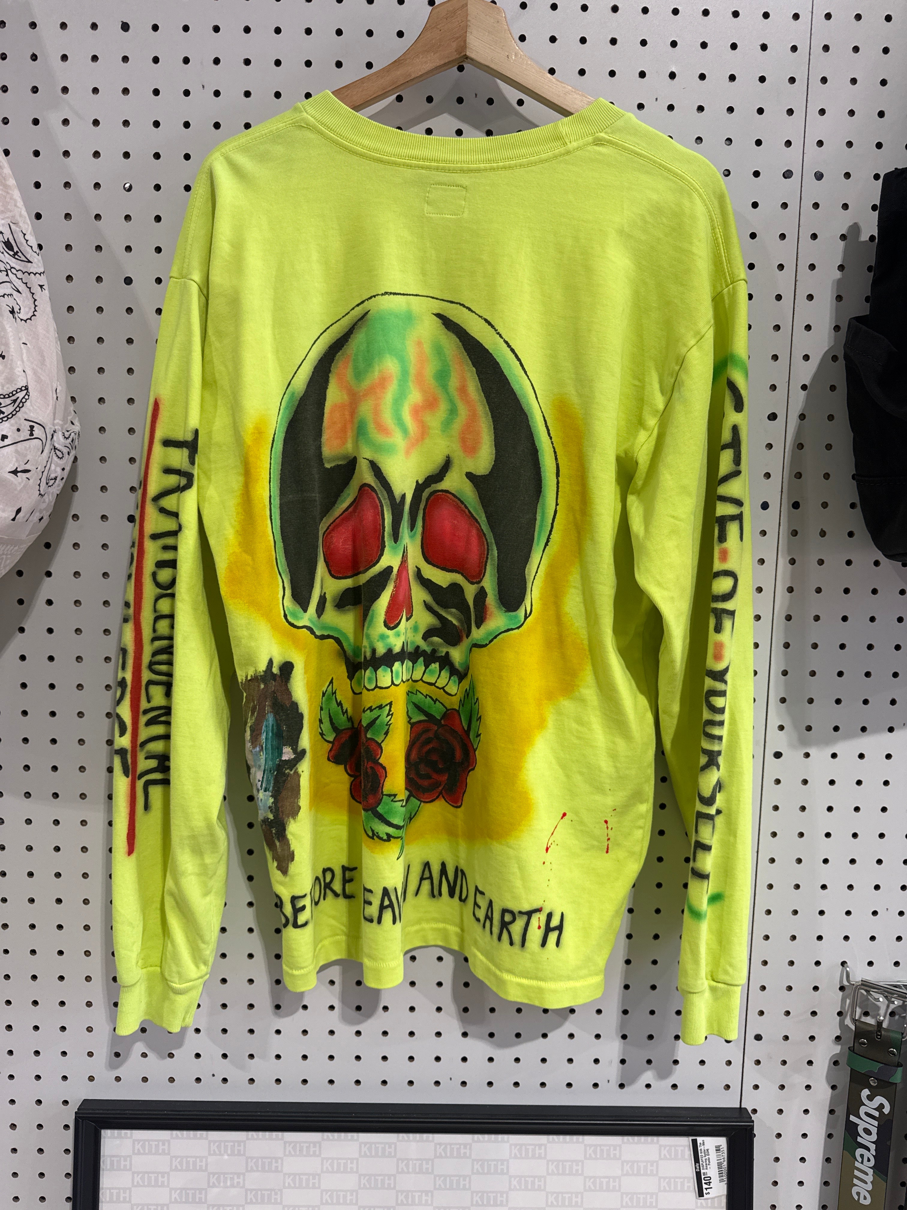 USED Yeezy Wes Lang Skeleton L/S Tee - Frozen Yellow Size Medium