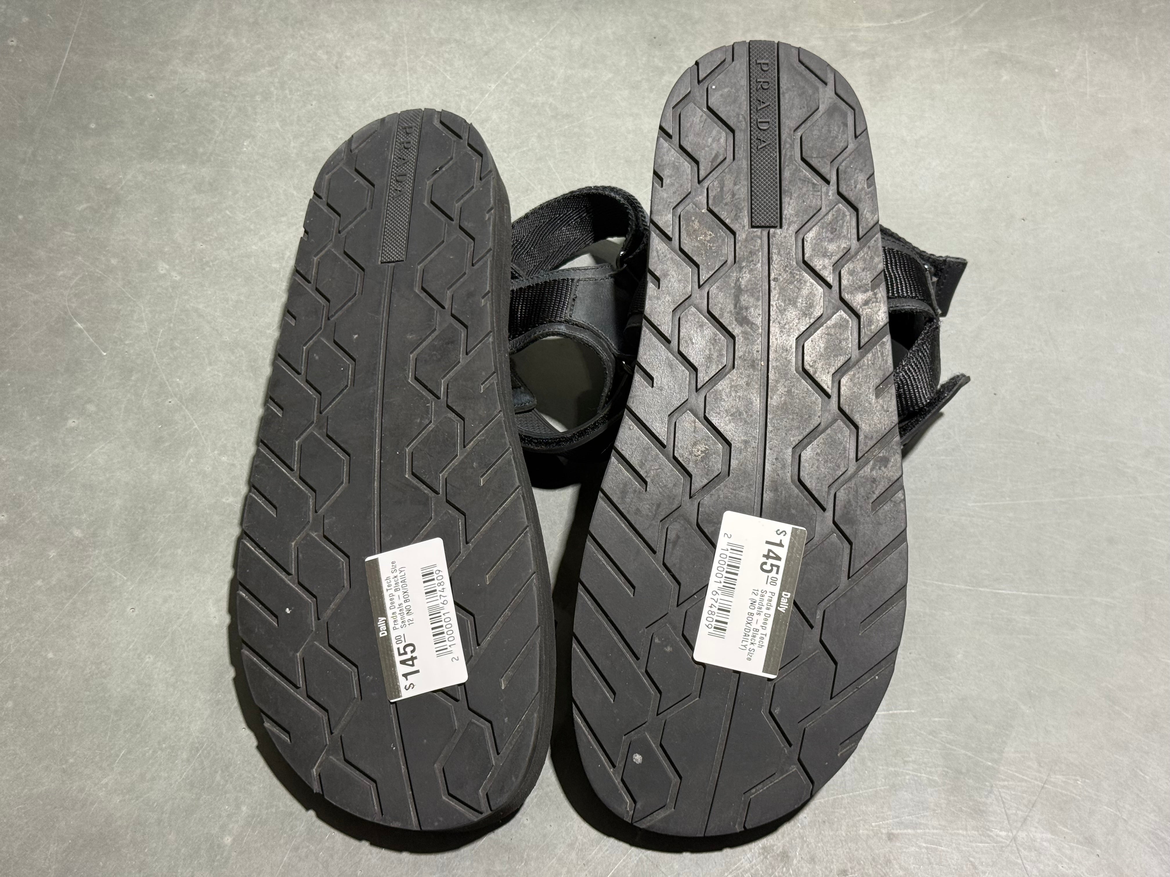 Prada Deep Tech Sandals - Black Size 12