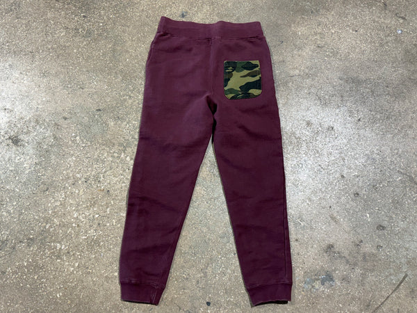 USED BAPE ABC Camo Shark Sweat Pants - Burgundy Size Medium