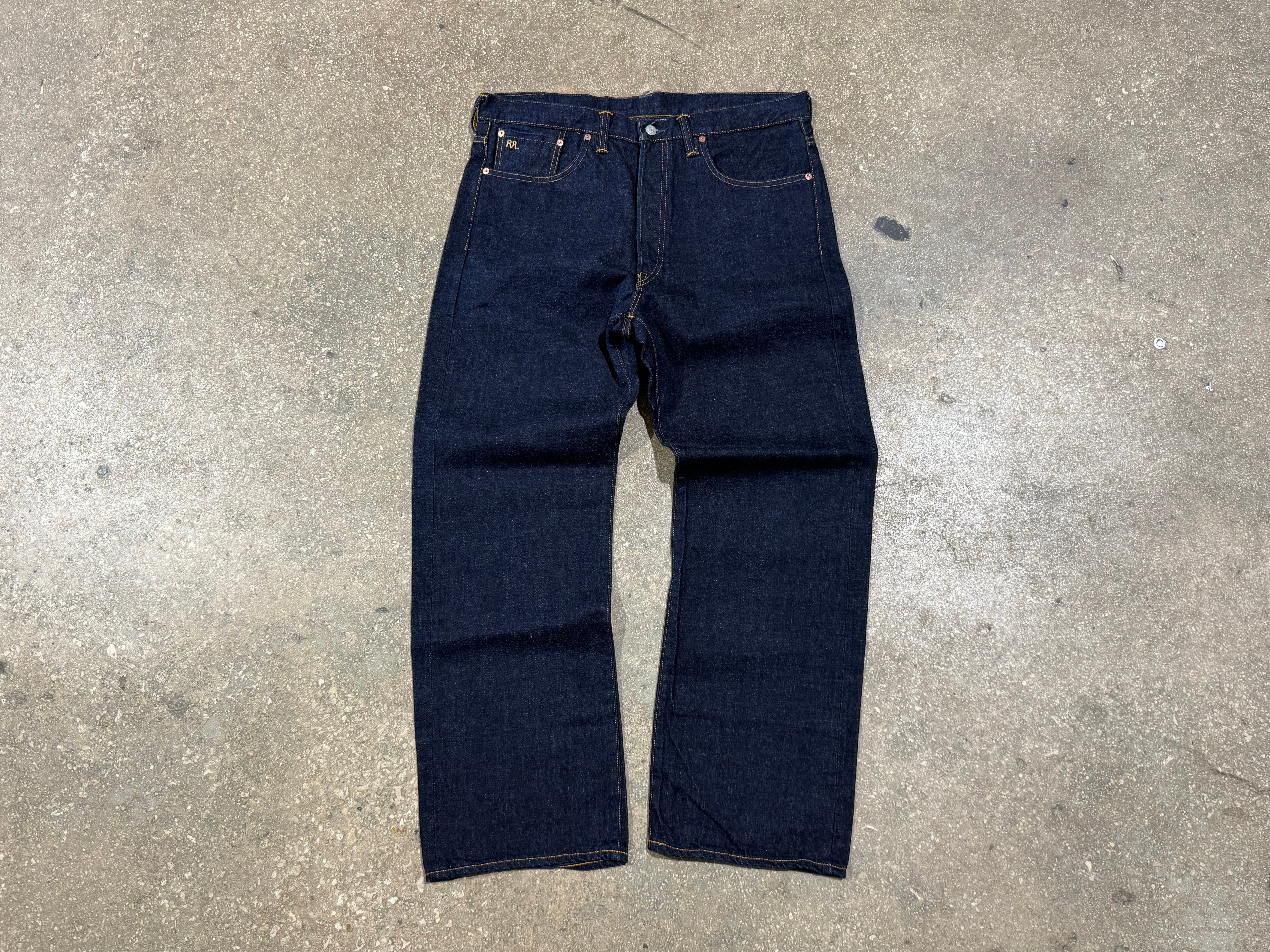 NEW RRL Double RL Selvedge Denim Jeans - Dark Indigo Size 36x32