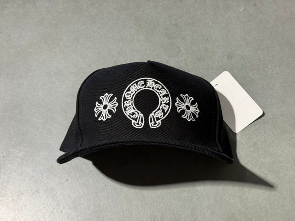NEW Chrome Hearts Cross & Horseshoe Baseball Cap - Black