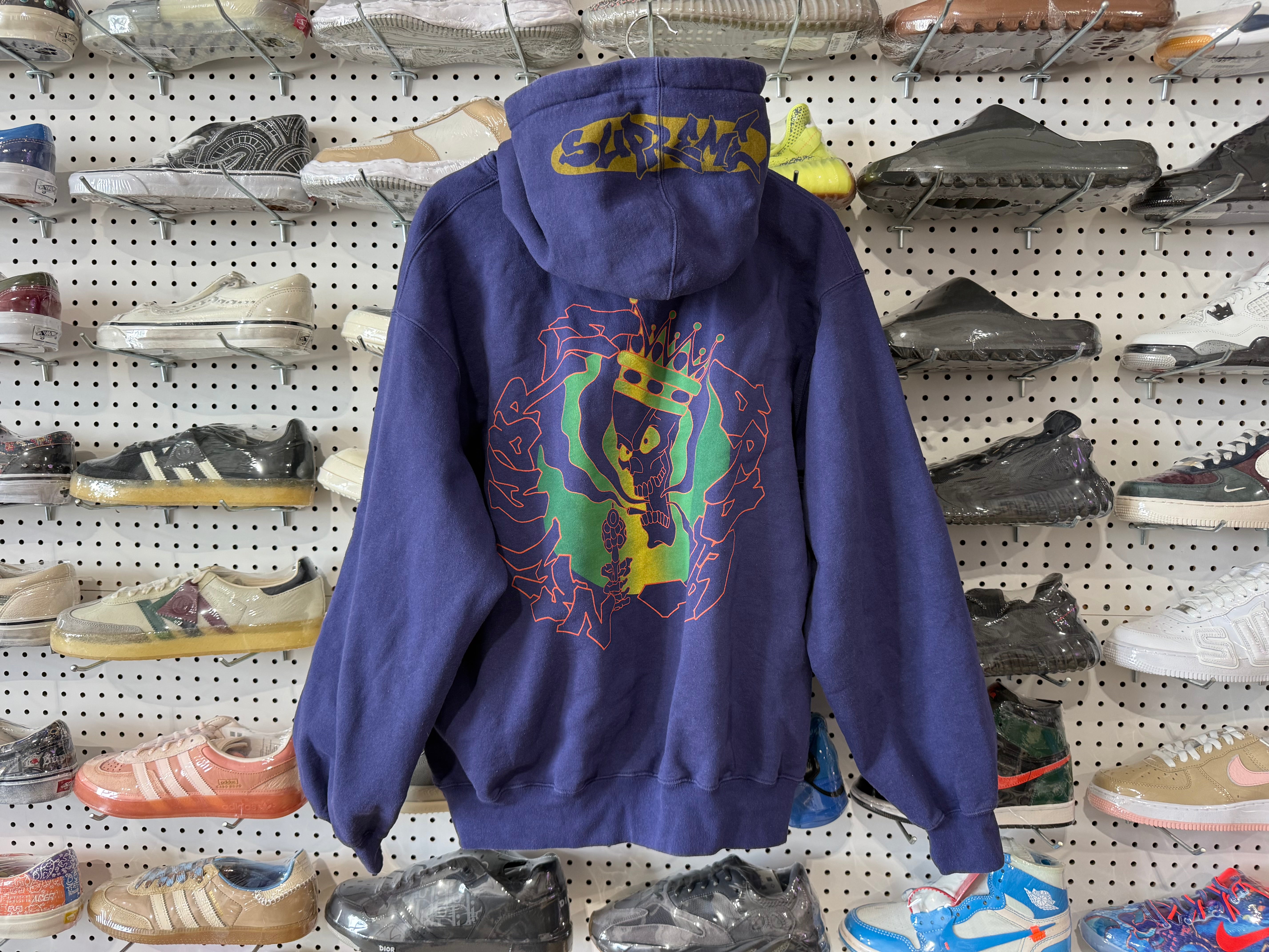 USED Supreme New World Order hoodie - Navy Size Large
