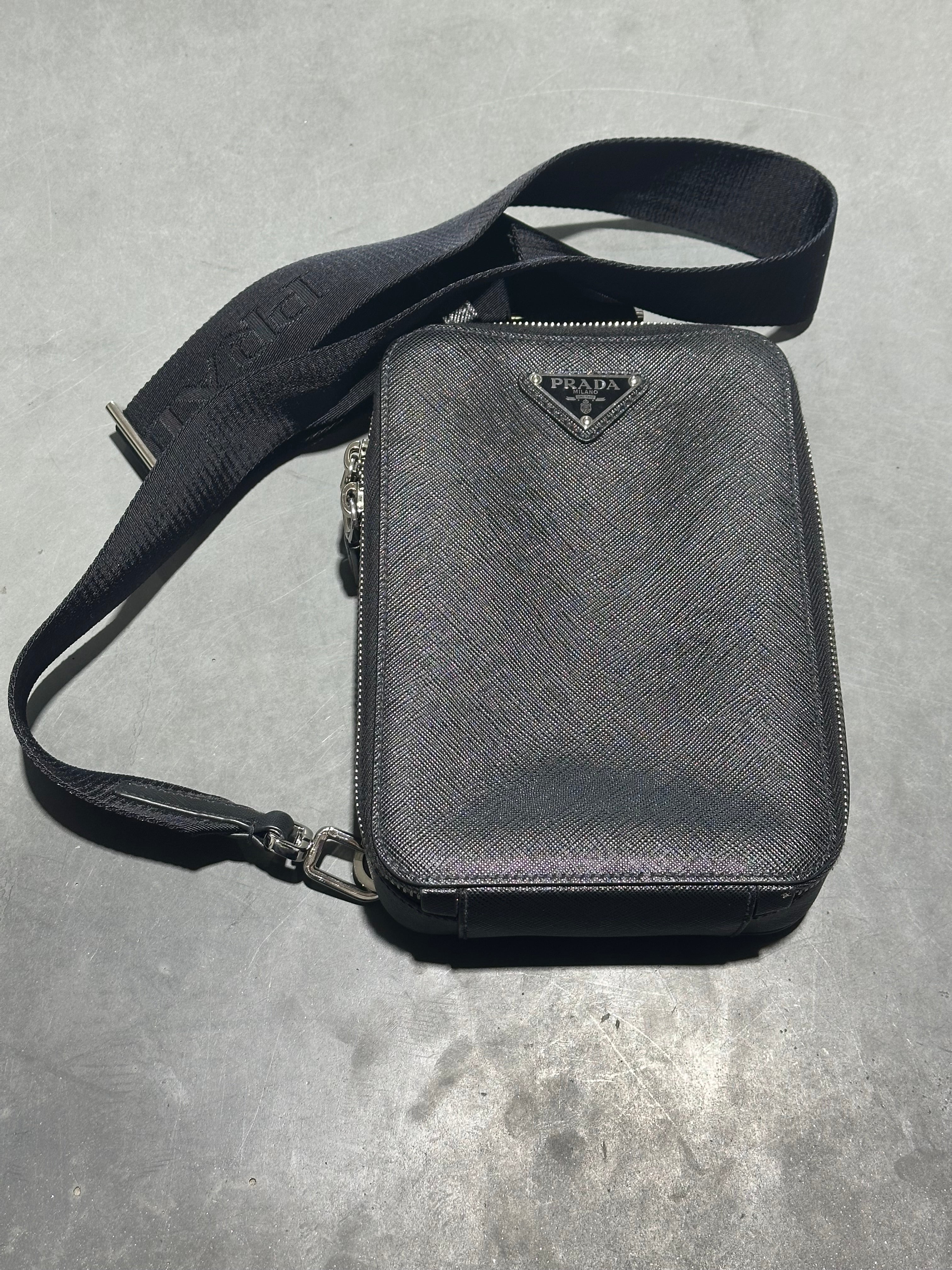 USED Prada Brique Zaffiamo Leather Bag - Black