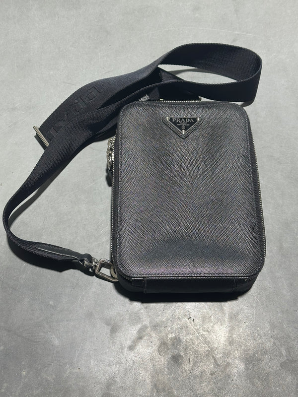 USED Prada Brique Zaffiamo Leather Bag - Black