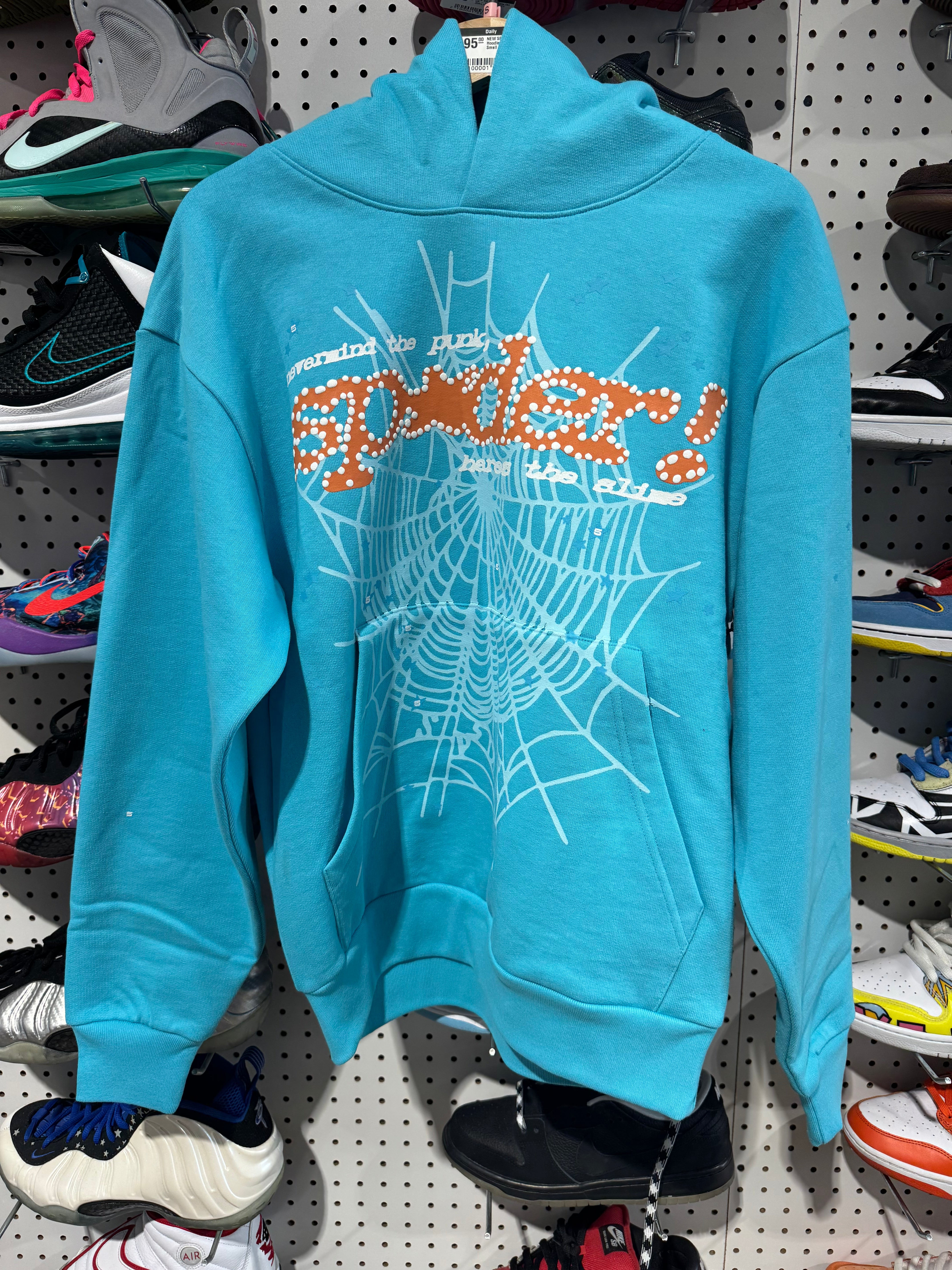 NEW SP5DER Punk V2 Hoodie - Cyan