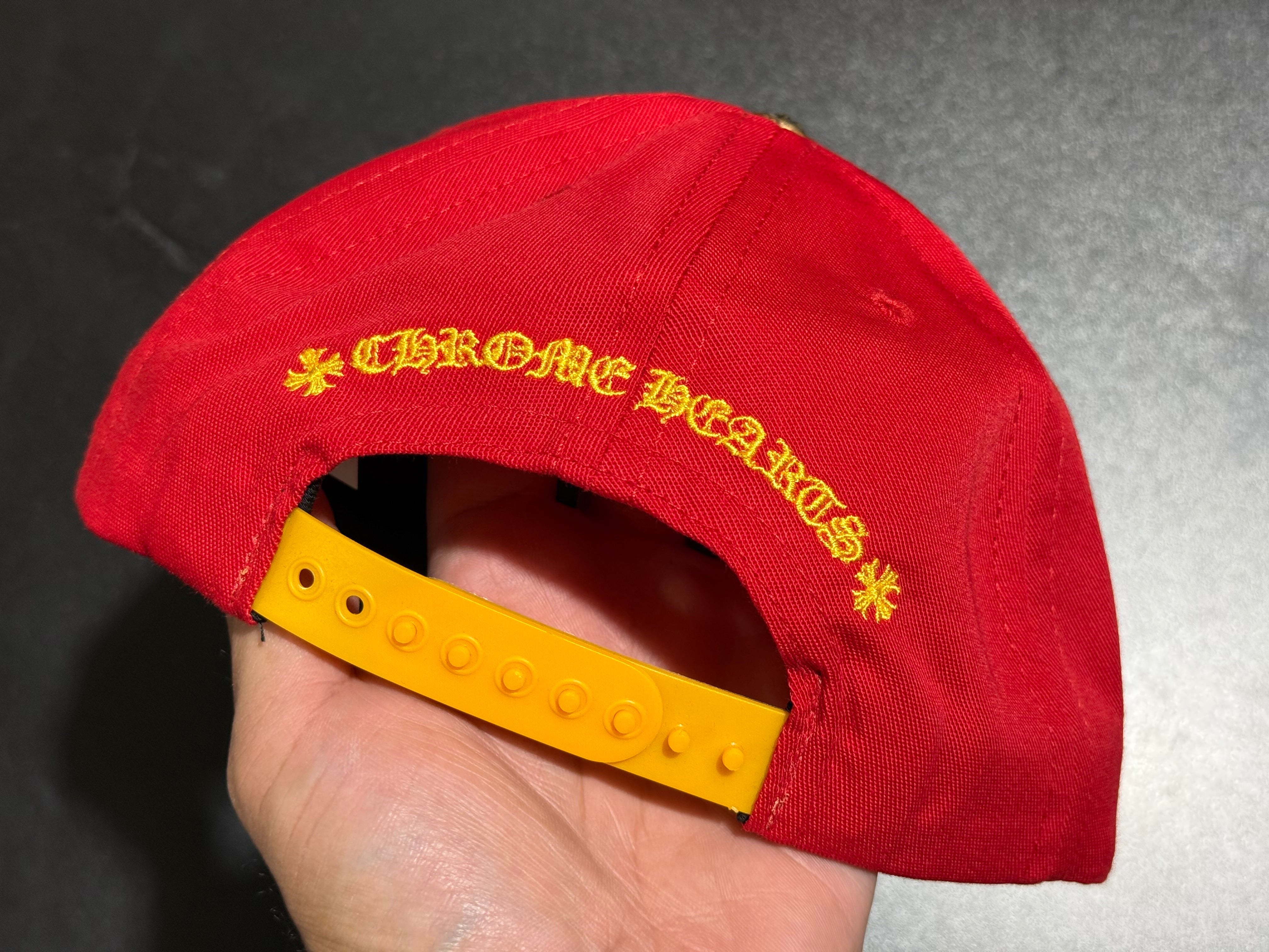 NEW Chrome Hearts 5 Panel Snapback - Red/Yellow