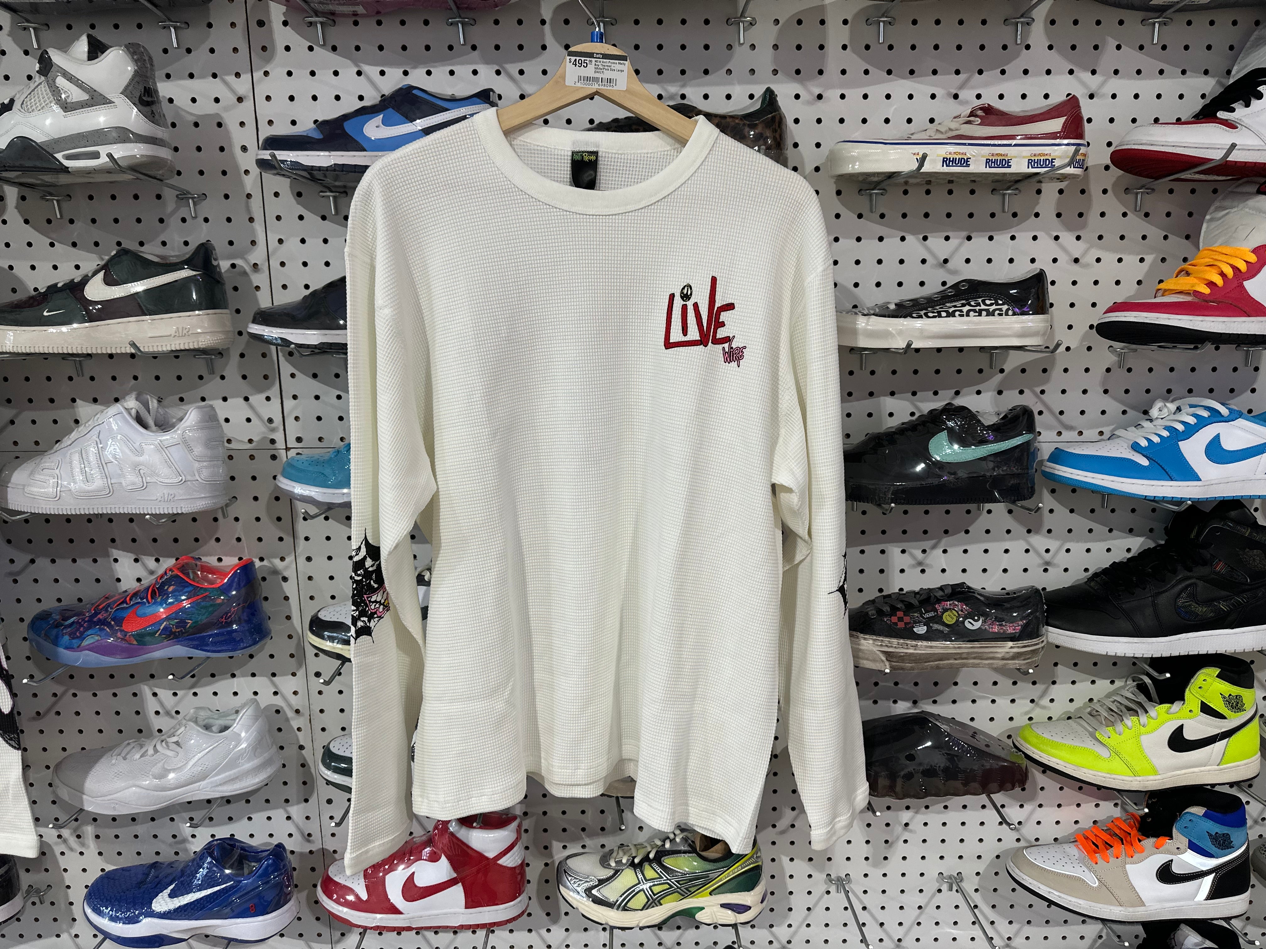 NEW Anti Promo Matty Boy Thermal - White/Pink Size Large
