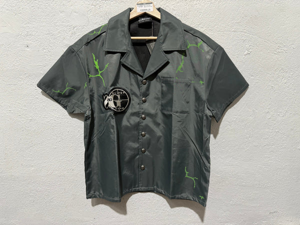 NEW Triple Seven Nylon Button Shirt - Silver Size Small