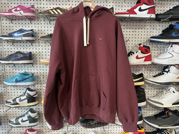 USED Supreme Small Box Logo Hoodie - Burgundy Size XXL