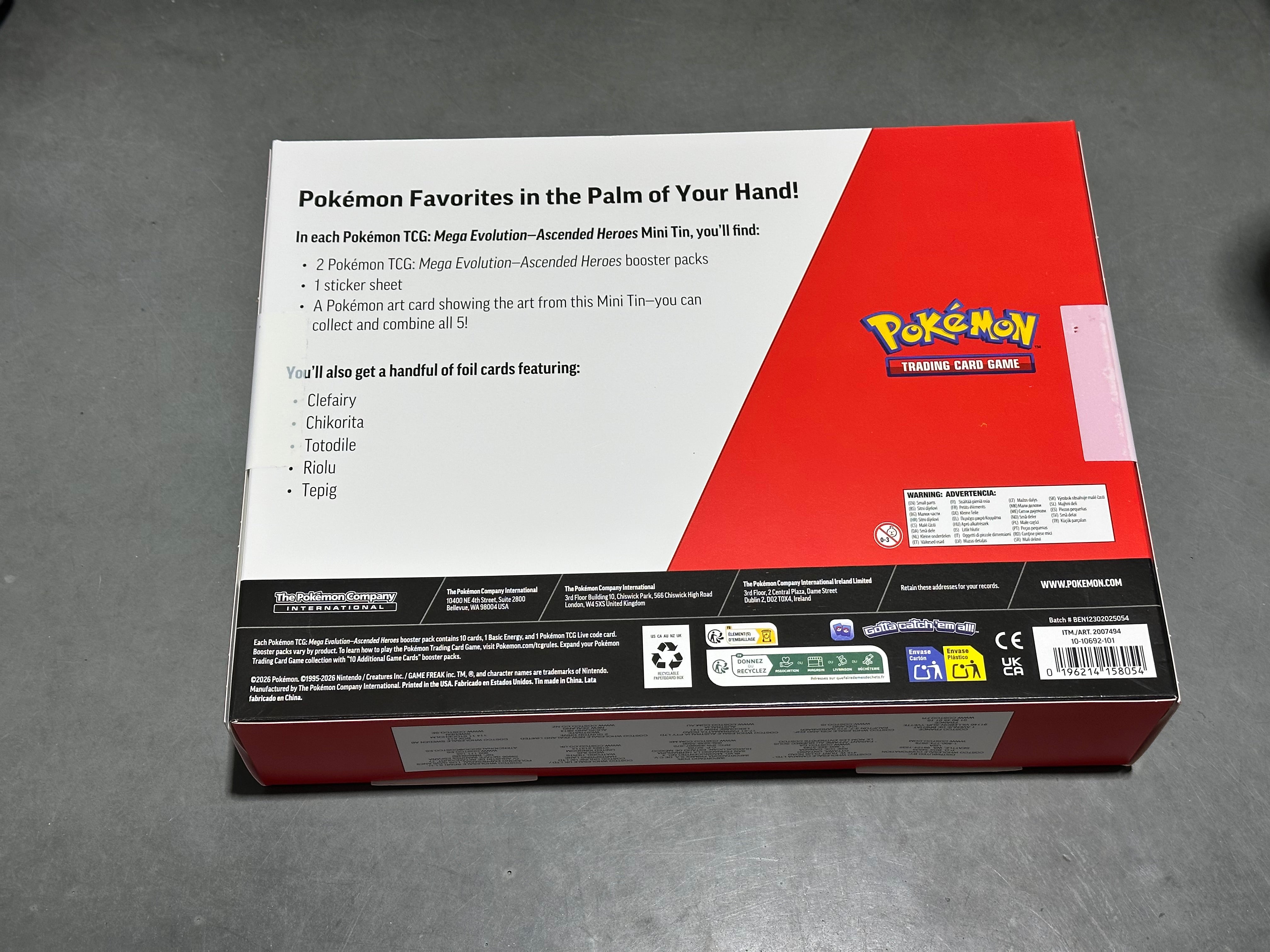 Pokémon Mega Evolution Ascended Heroes - Mini Tins 5-Pack