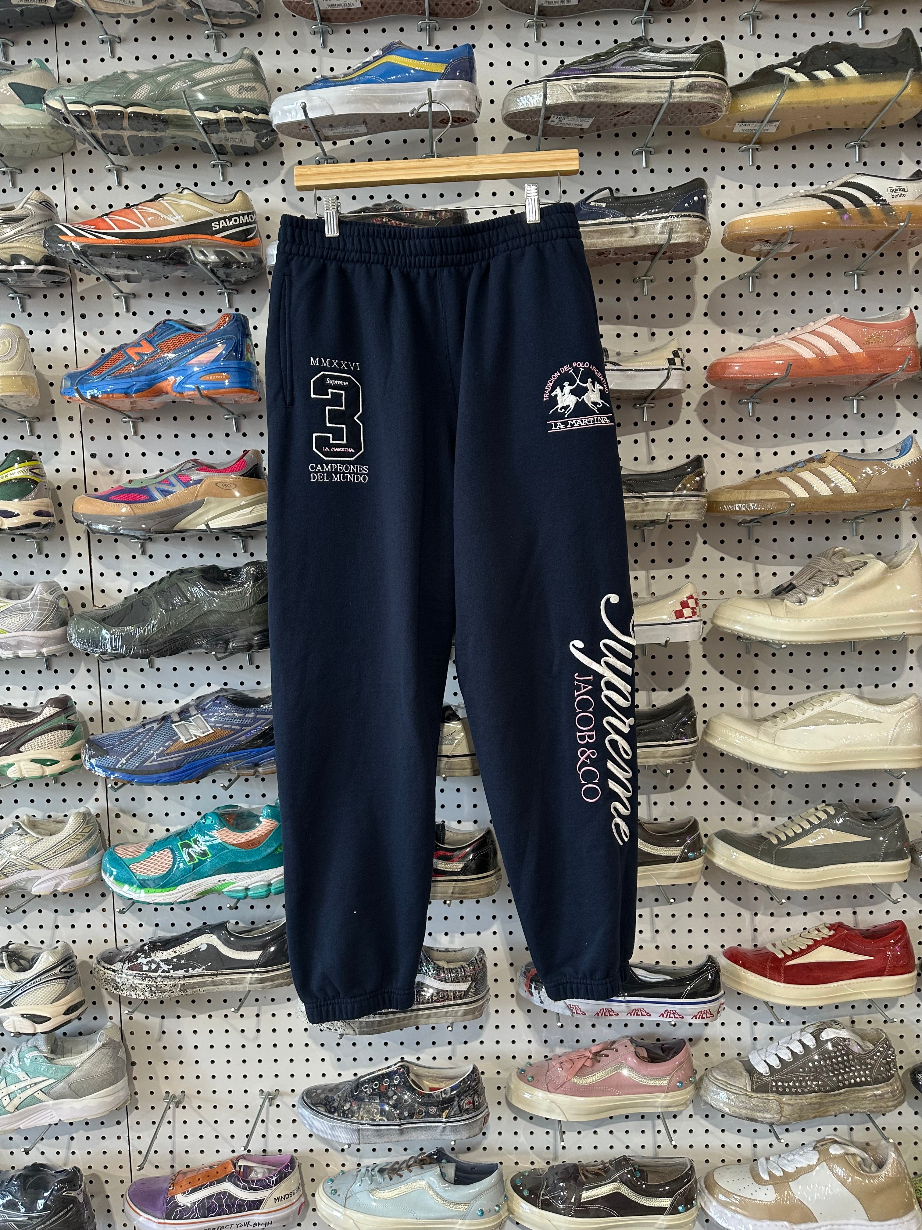 NEW Supreme La Martina Sweatpants - Navy Size Small