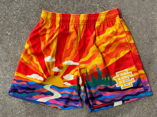 NEW Eric Emanuel NYC Sunset Shorts - Yellow Size Large