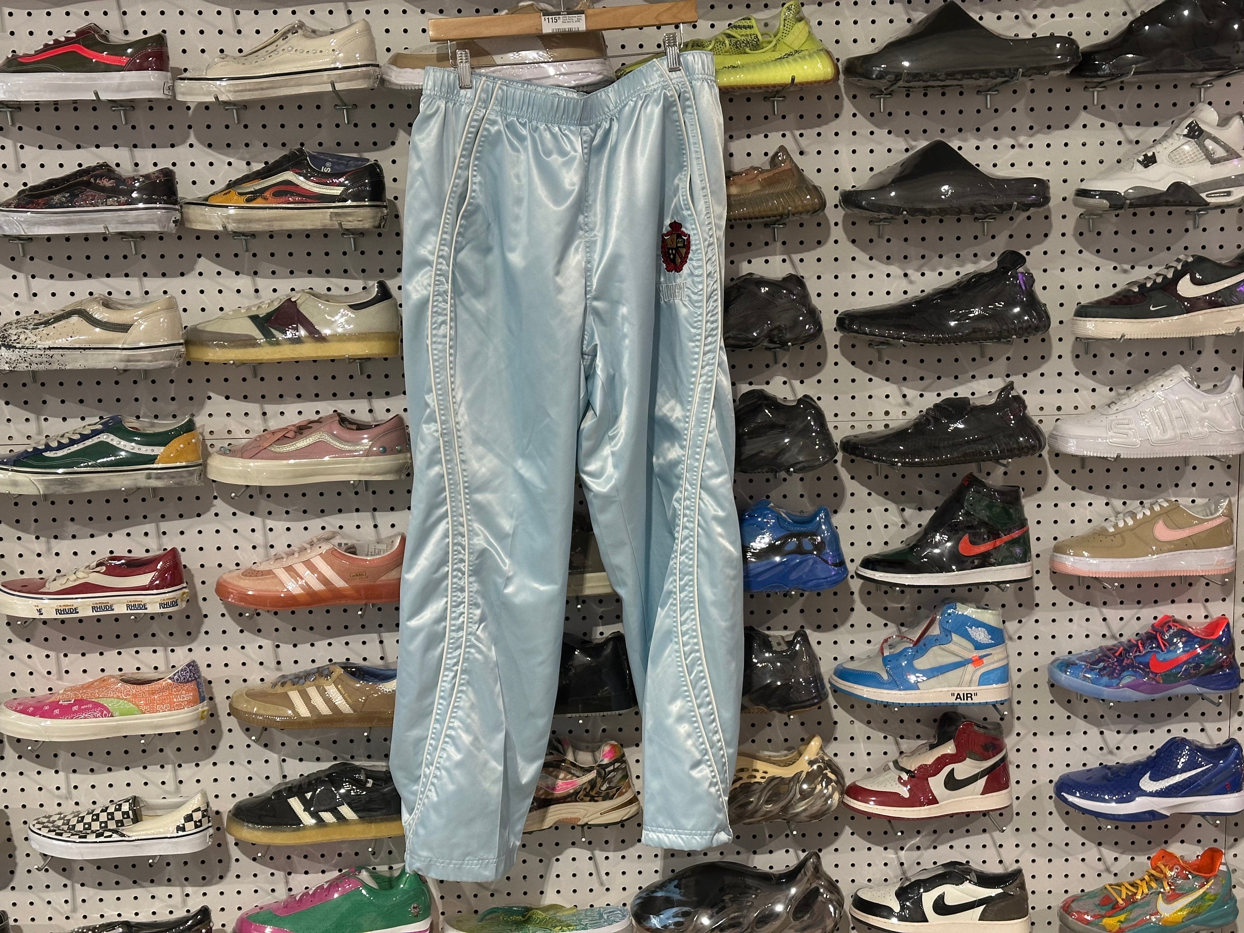 USED Supreme Satin Track Pants - Baby Blue Size XL