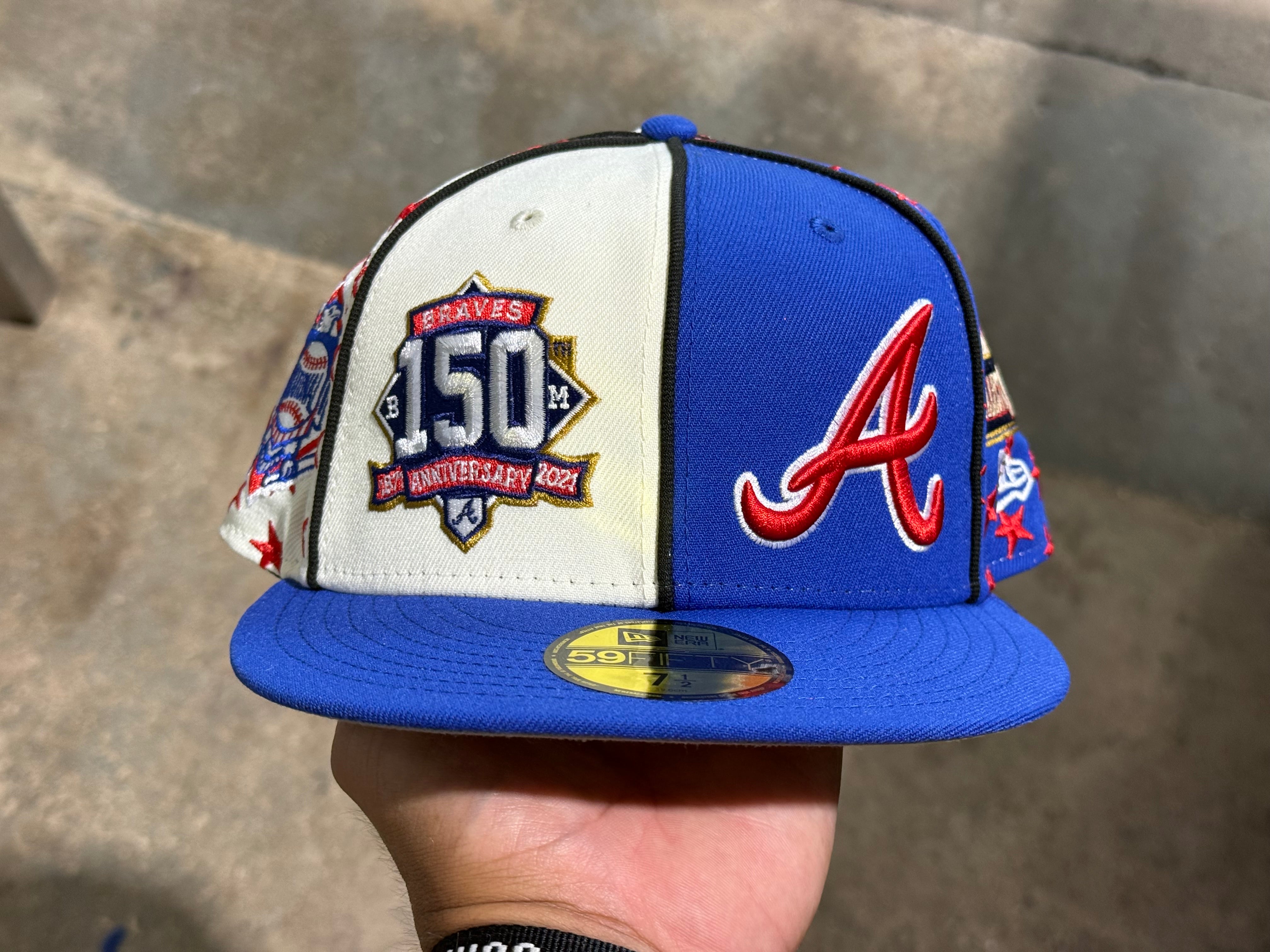 NEW Supreme x Mitchell & Ness Atlanta Braves Fitted Hat - Blue Size 7 1/2
