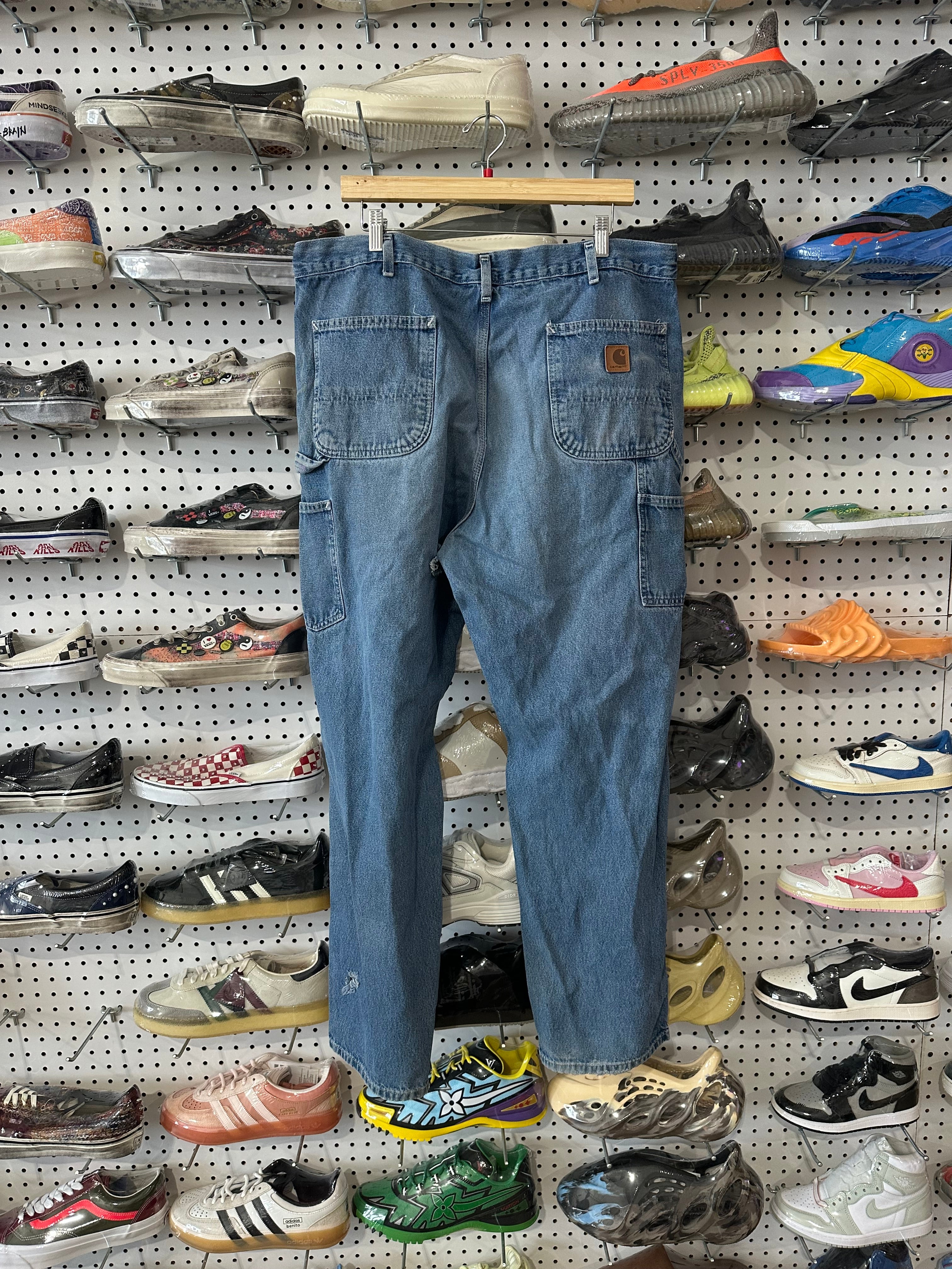 USED Distressed Carhartt Carpenter Denim Pants - Blue Size 40x31