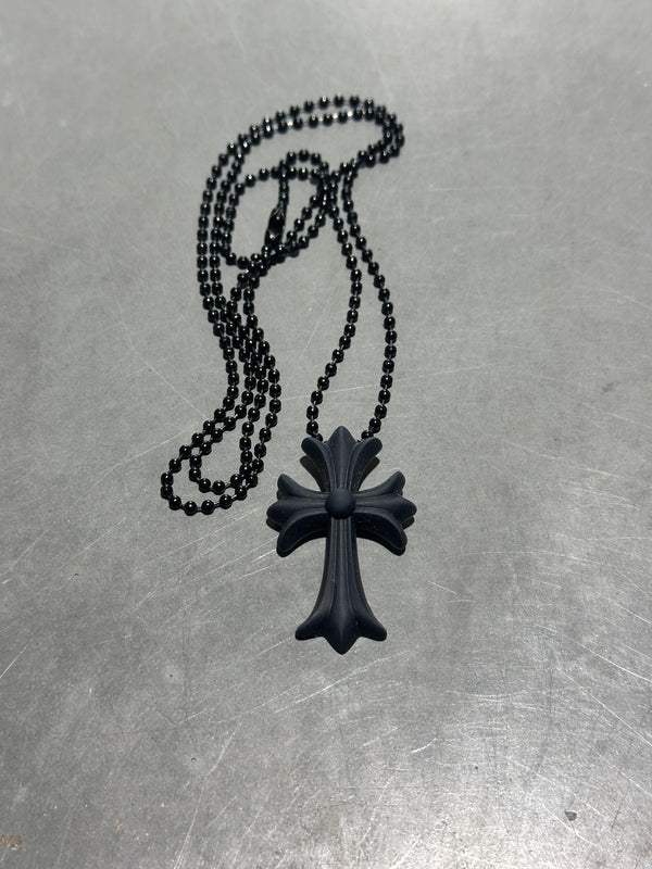 USED Chrome Hearts Silicone Cross Necklace - Black