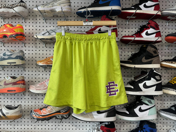 USED Eric Emanuel Basic Short - Neon Green/Purple Size Large