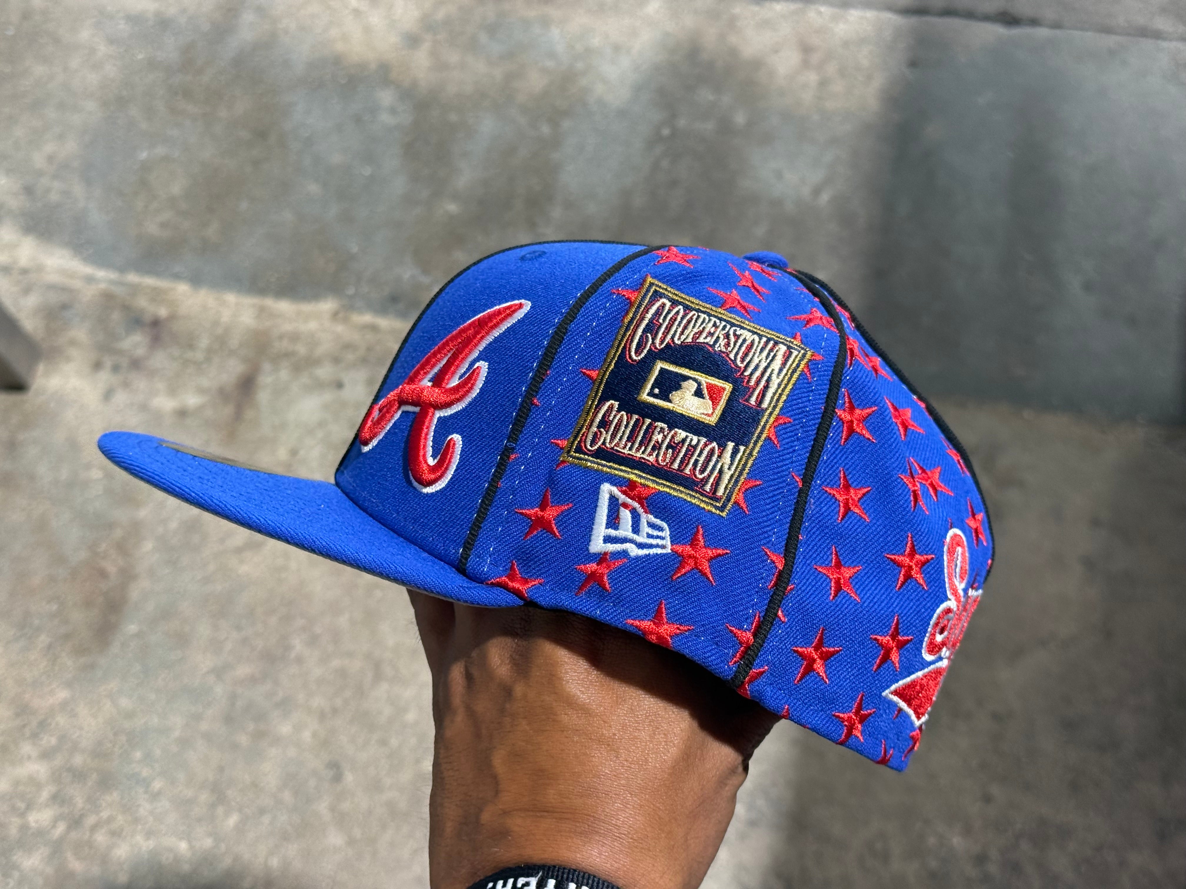 NEW Supreme x Mitchell & Ness Atlanta Braves Fitted Hat - Blue Size 7 1/2