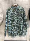 NEW BAPE Camo Print Button Up - Blue Size Large