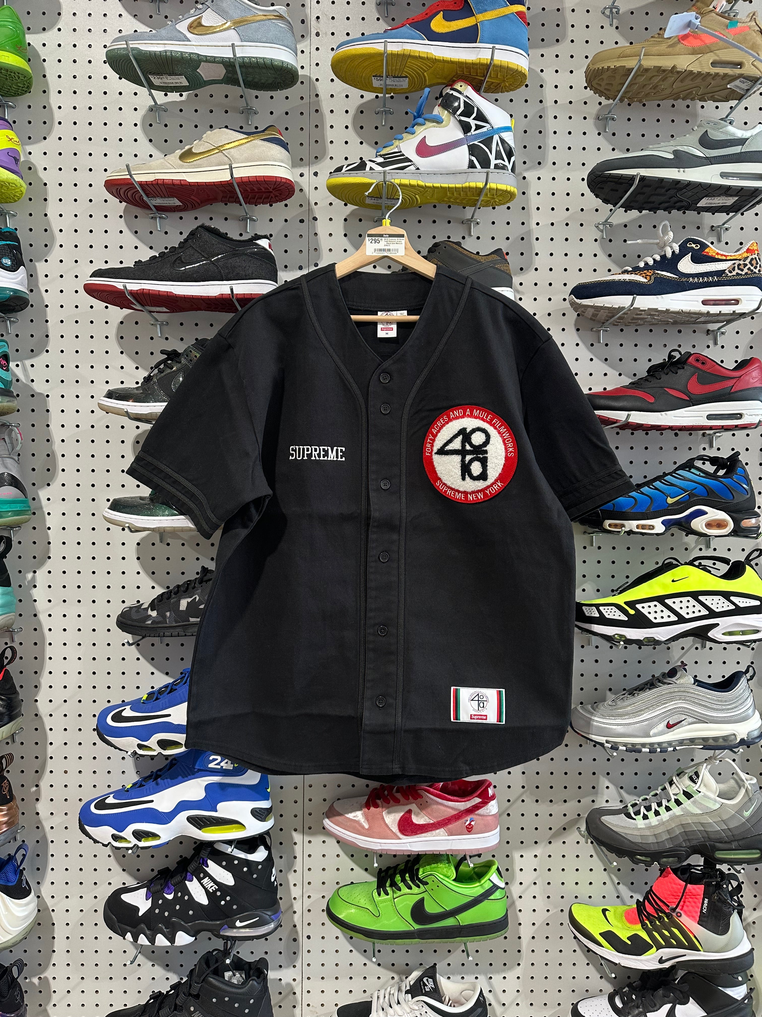 NEW Supreme 40 Acres Twill Baseball Jersey - Black Size Medium