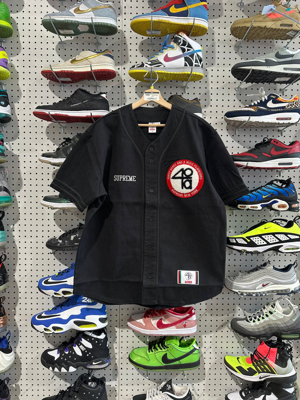 NEW Supreme 40 Acres Twill Baseball Jersey - Black Size Medium