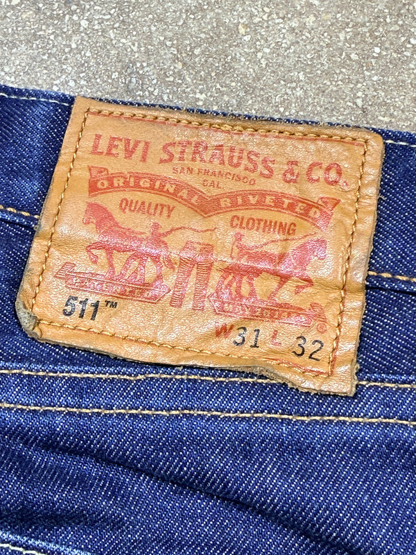 2010s Levis White Oak Cone Made In USA Selvage 511 Denim - Indigo Blue 31W/32L