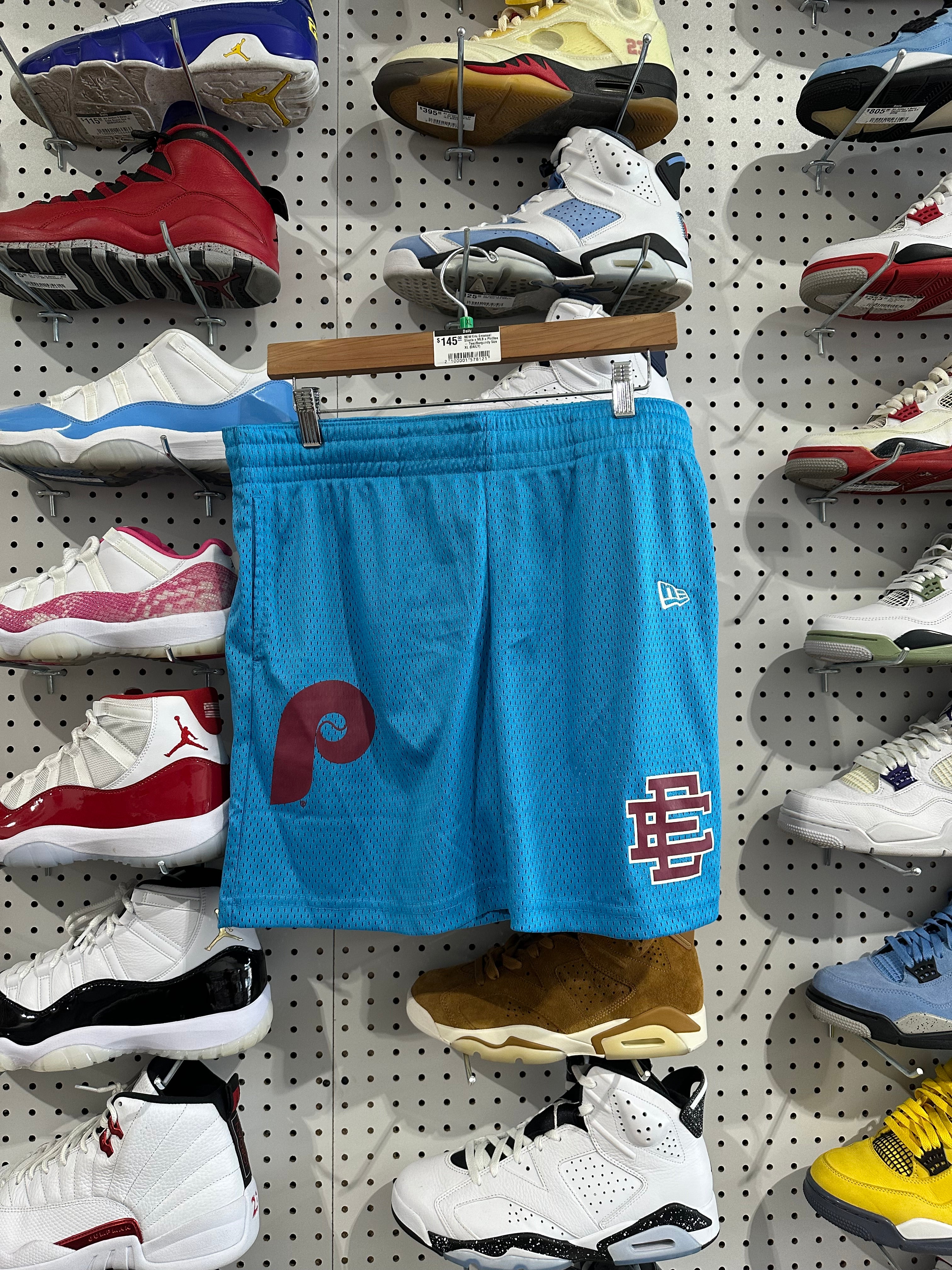 NEW Eric Emanuel Shorts x MLB x Phillies - Teal/Burgundy Size XL