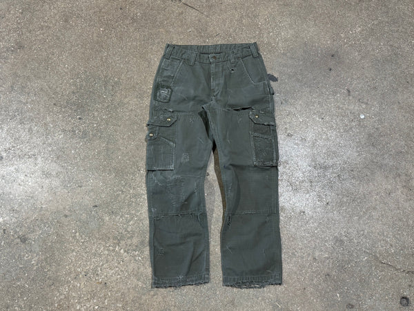 USED Distressed Carhartt Cargo Pants - Olive Size 32x30