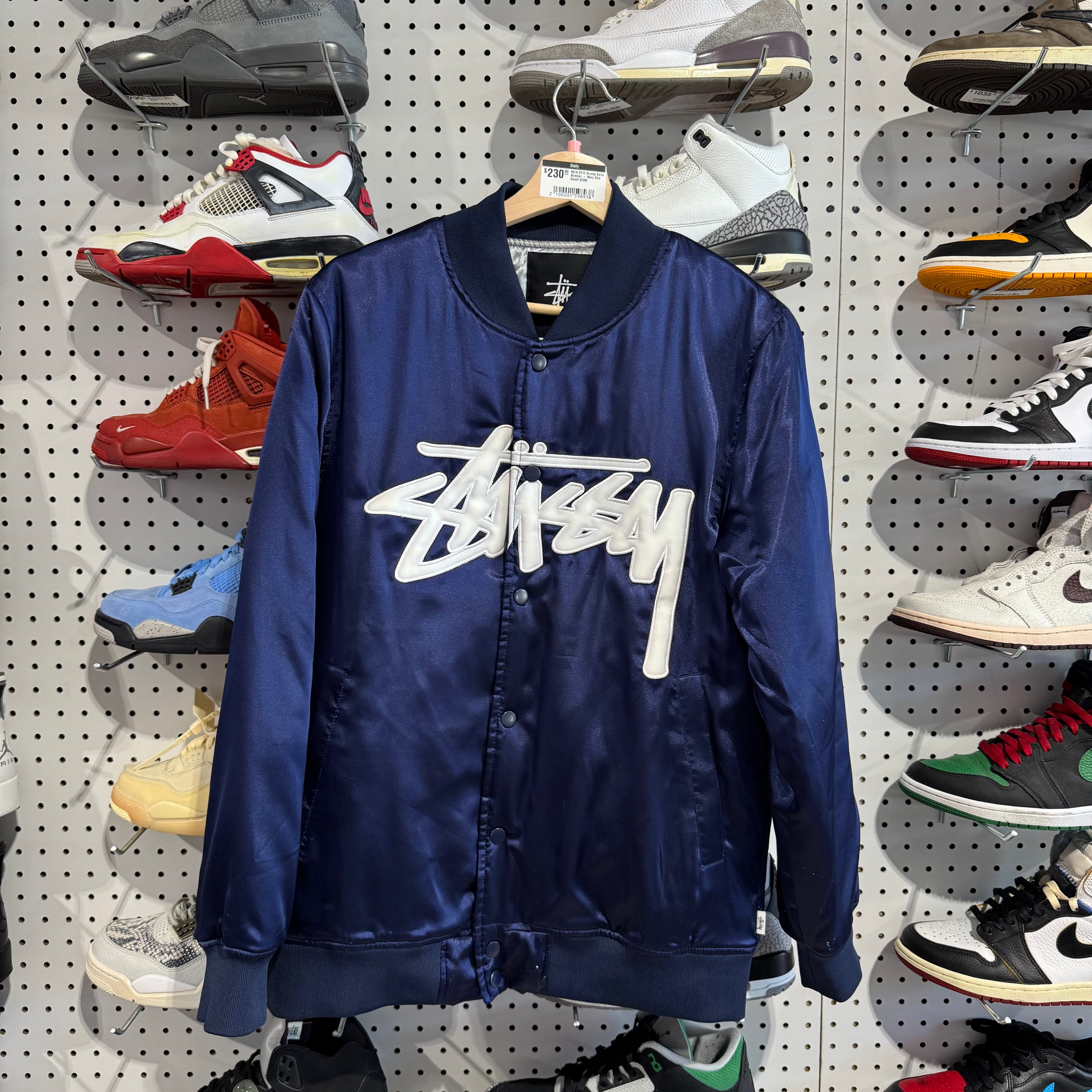 NEW 2015 Stussy Satin Bomber - Navy Size Small