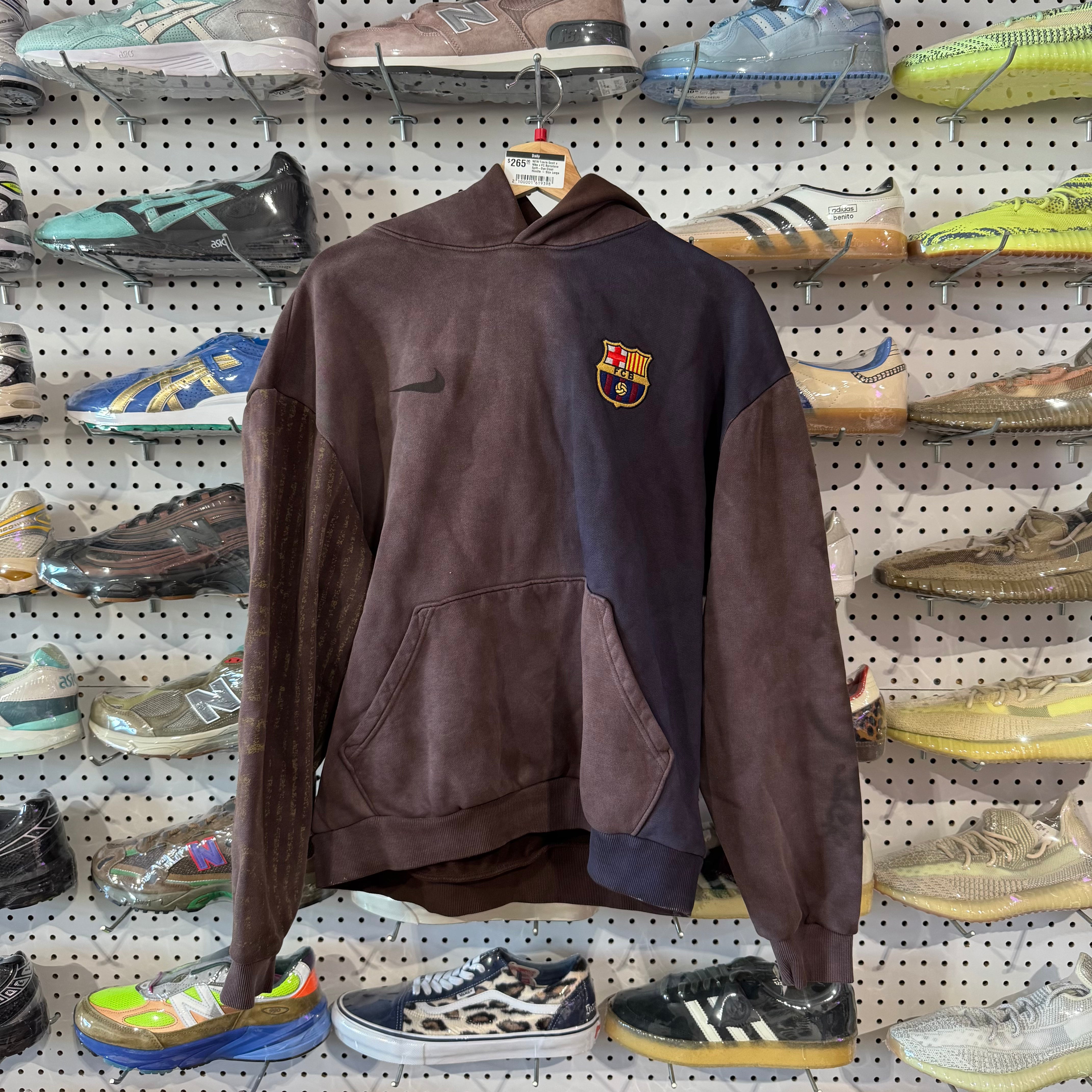 NEW Travis Scott x Nike x FC Barcelona Split-Dye Crest Hoodie - Size Large