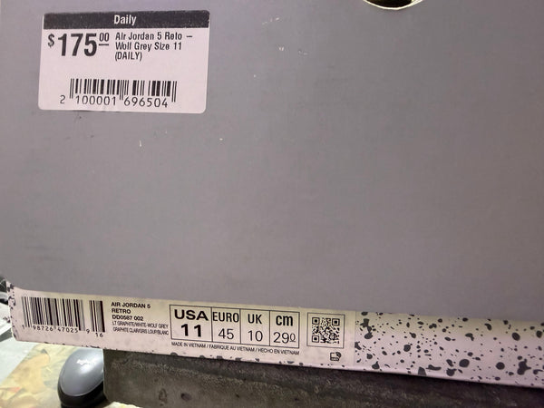 Air Jordan 5 Reto - Wolf Grey Size 11