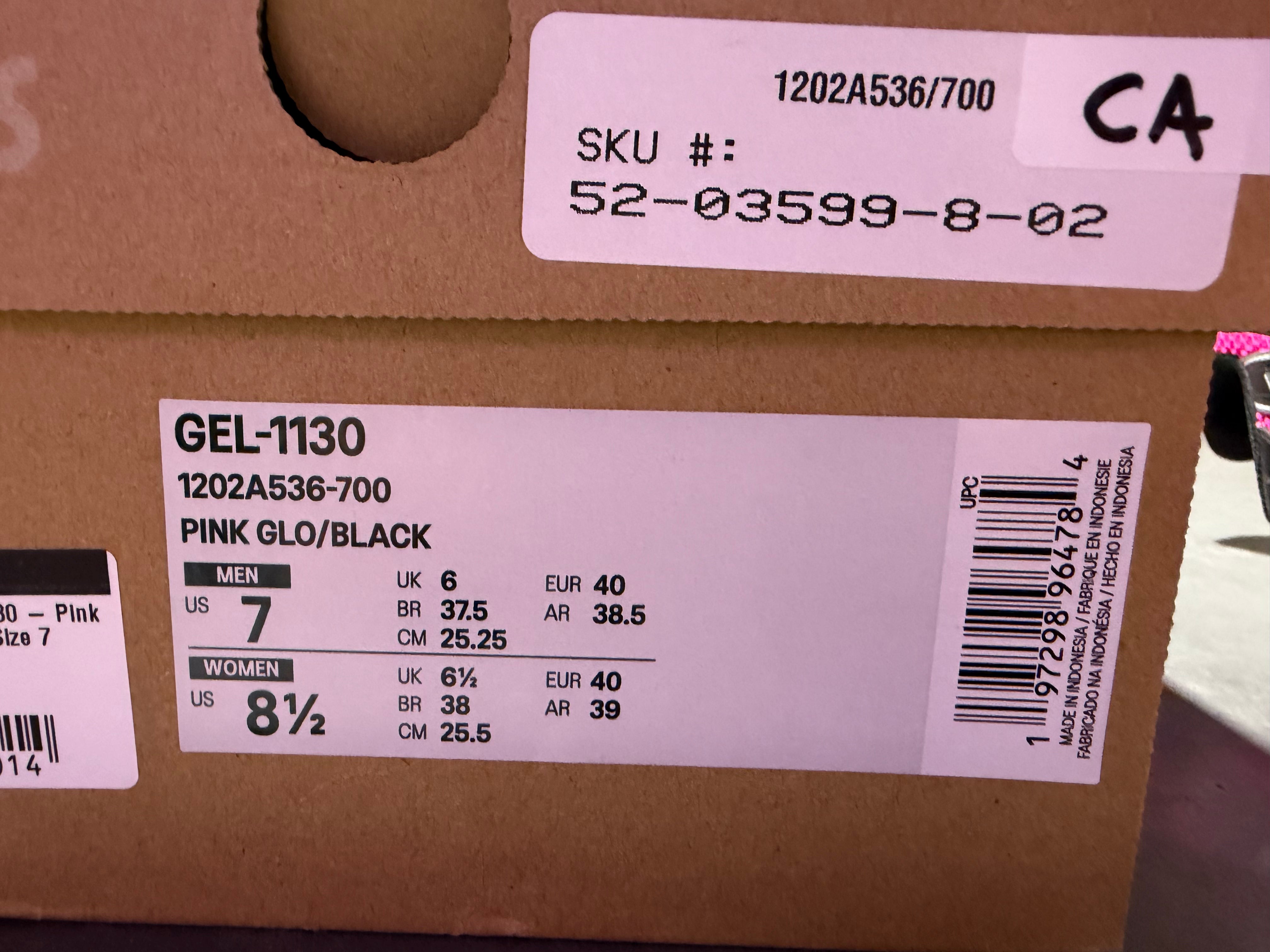 Asics Gel 1130 - Pink Glow/Black Size 7