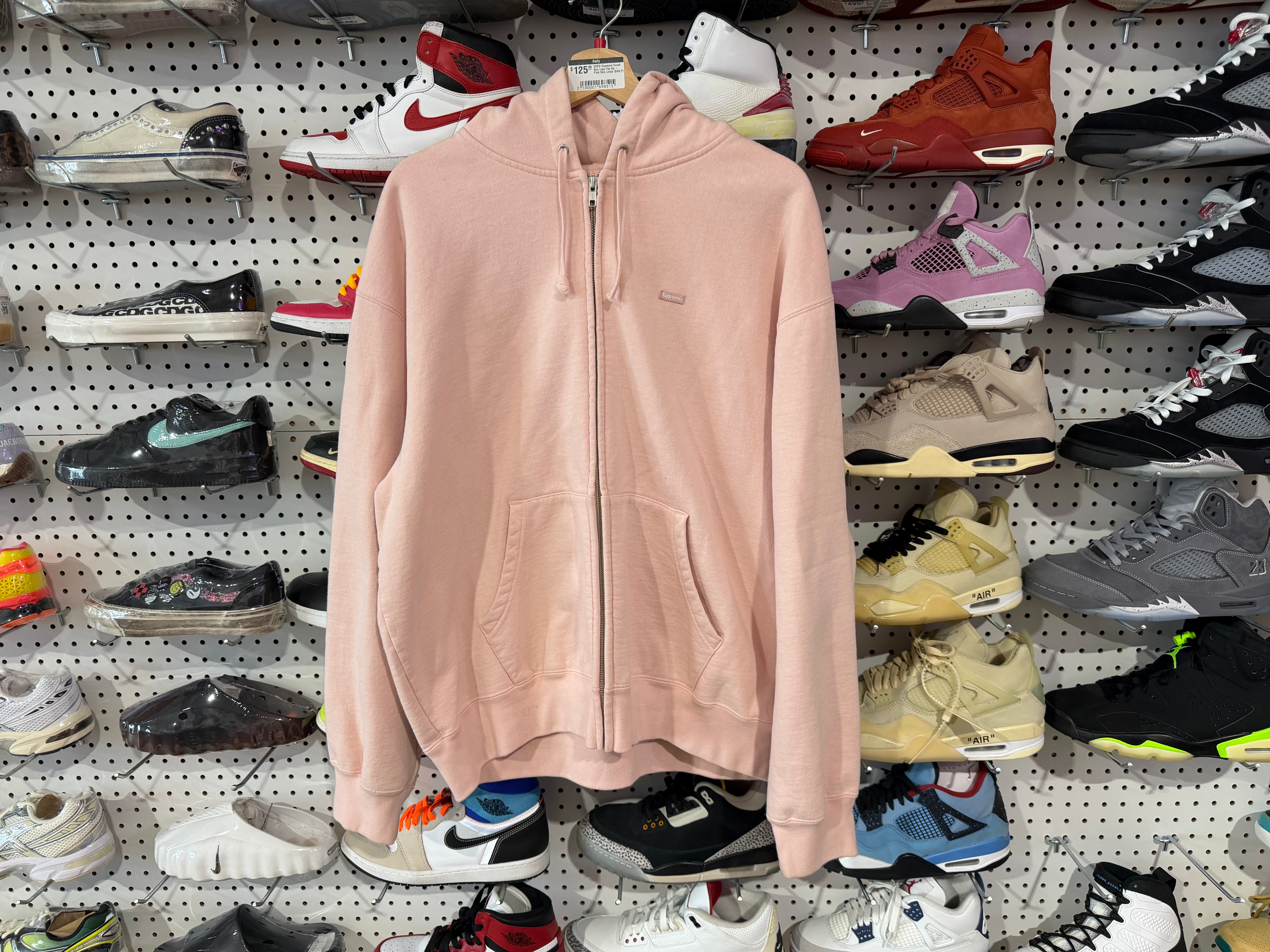 USED Supreme Small Box Logo Zip Up - Pink Size Large
