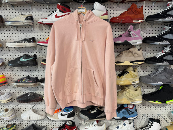 USED Supreme Small Box Logo Zip Up - Pink Size Large