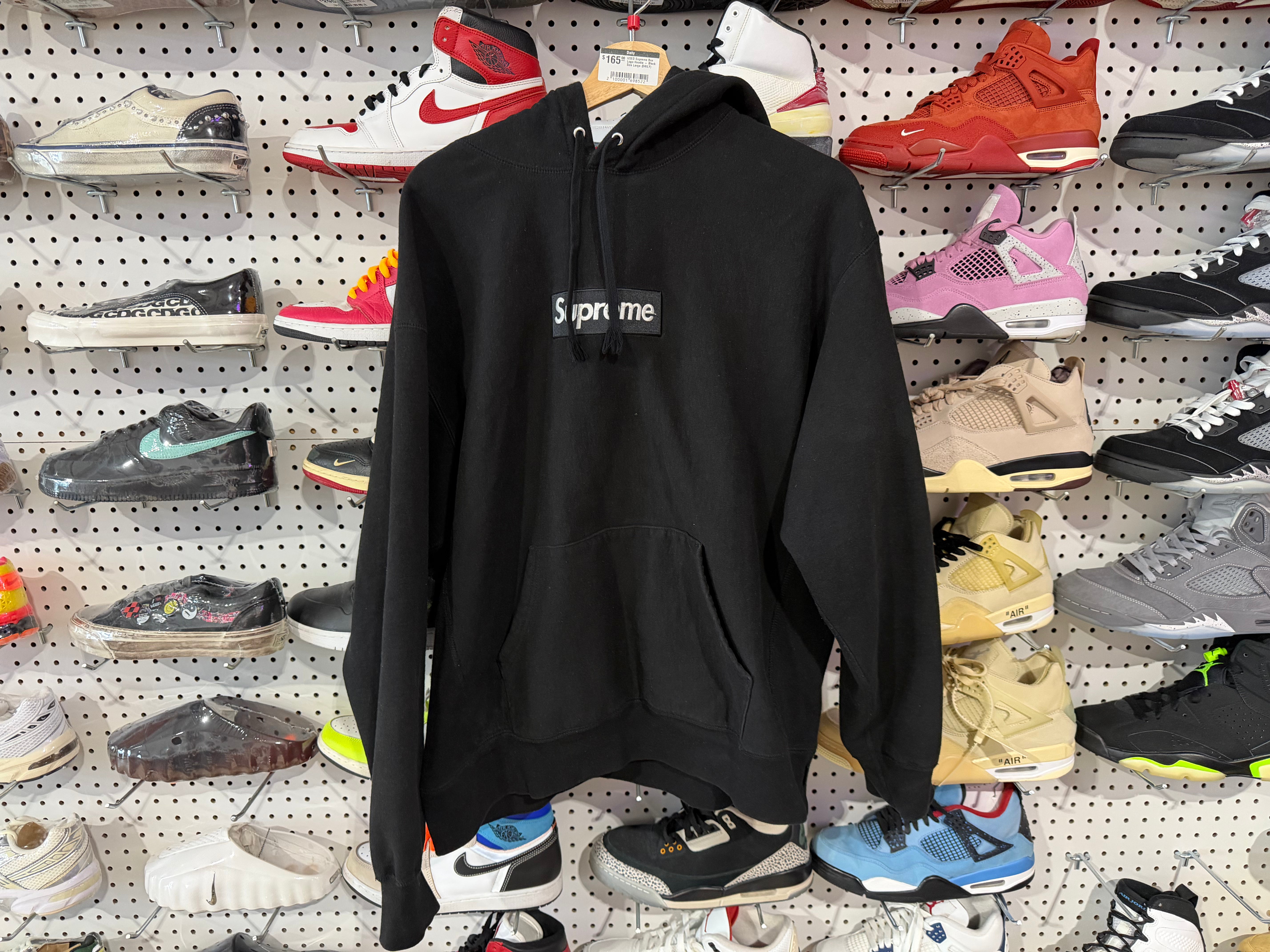 USED Supreme Box Logo Hoodie - Black Size Large